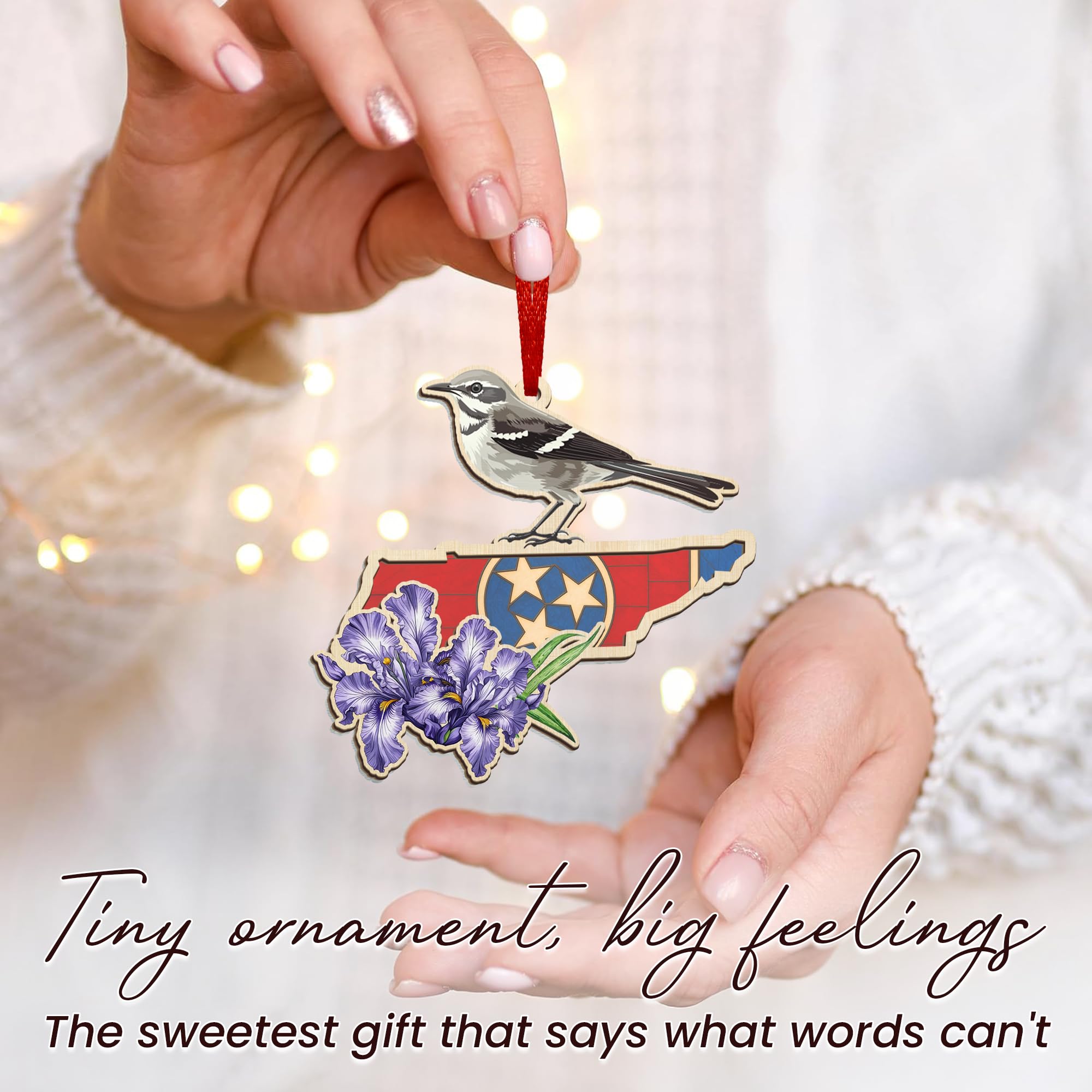 FLAGWIX Christmas Tennessee Gifts for Women Men - Suncatcher Tennessee Christmas Ornaments 2025 - State Ornaments for Tree with