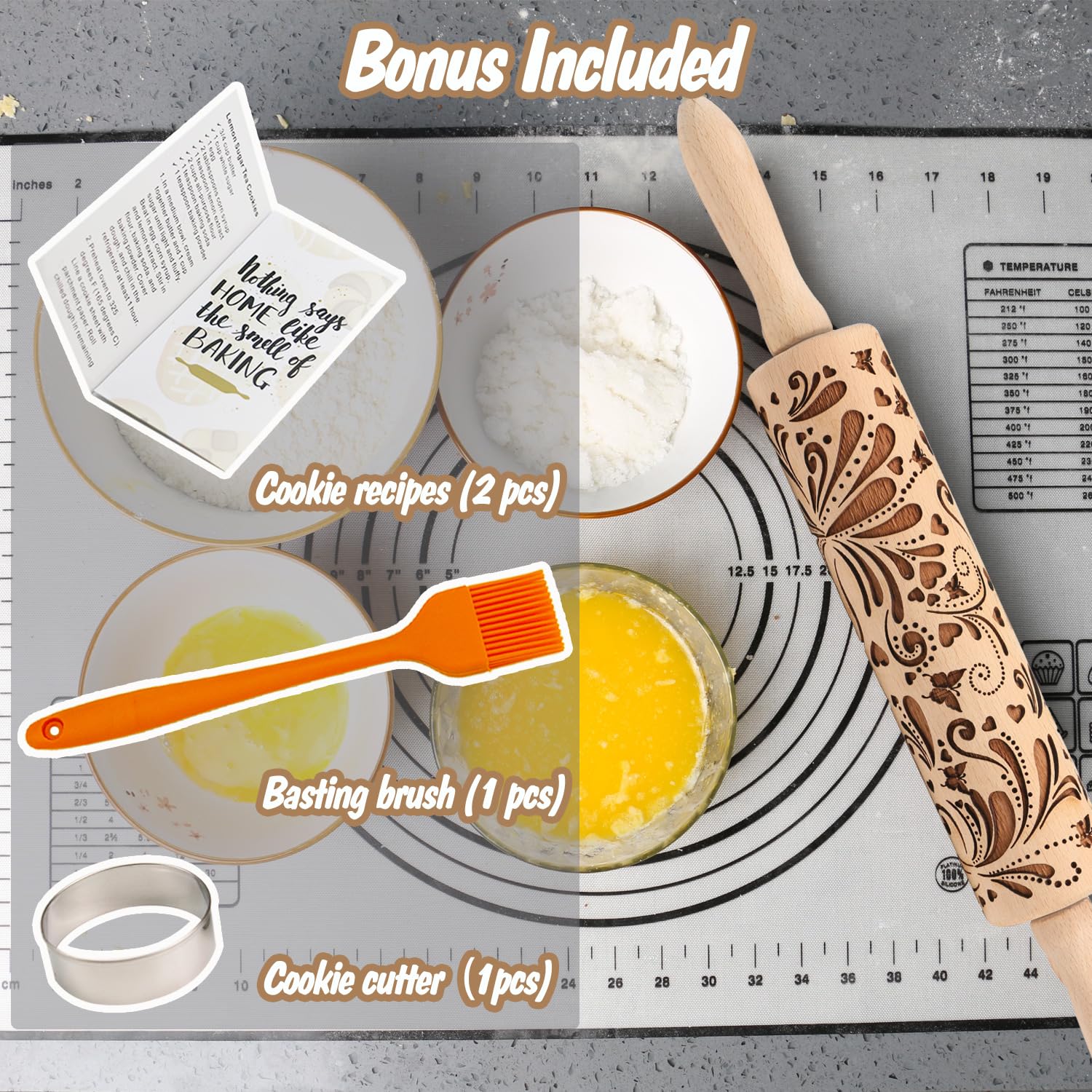Embossed Rolling Pin For Baking Cookies Embossing Rolling Pins With Design Wooden Engraved Springerle Roller Pin Dough Christmas