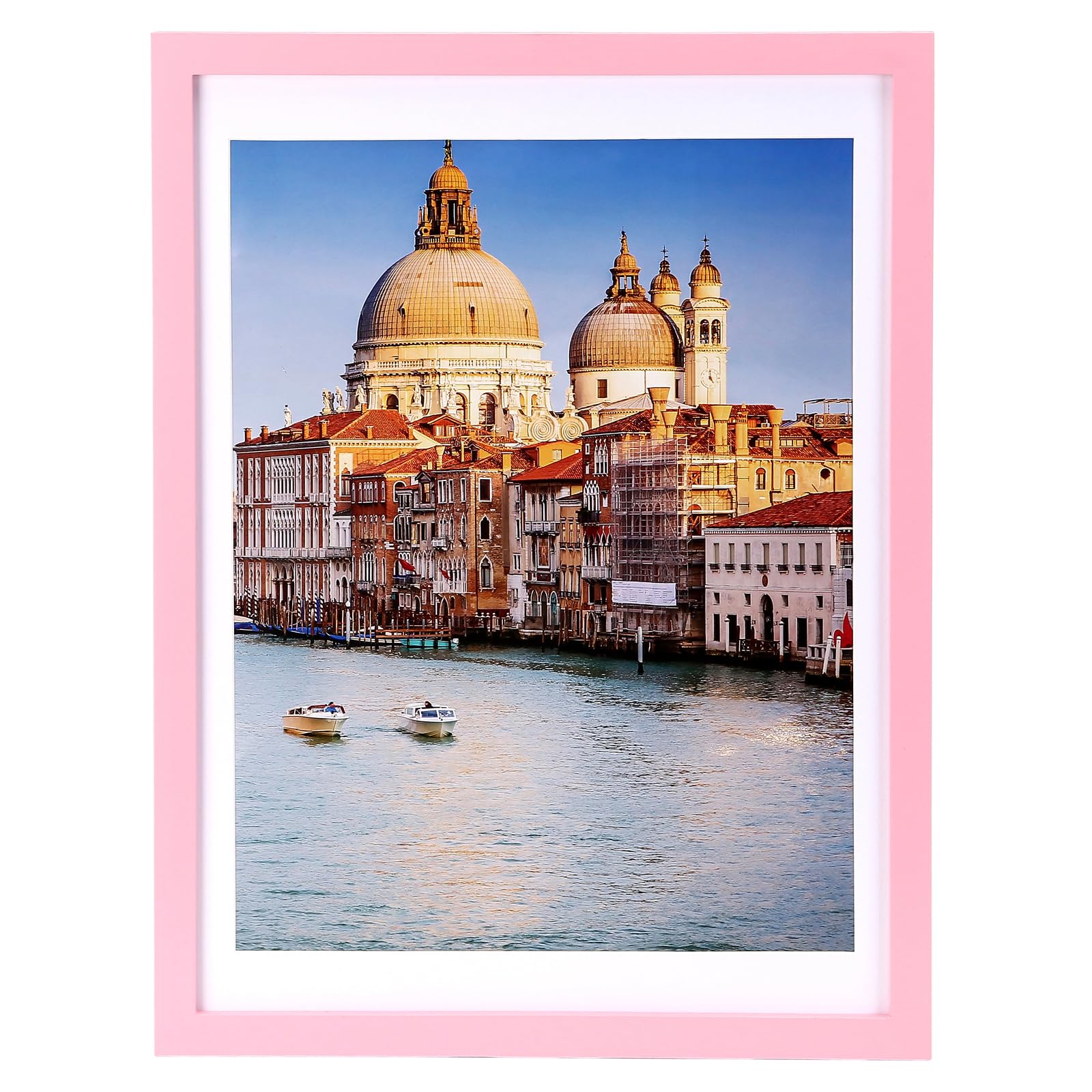 wyooxoo 12x16 Picture Frame Light pink Made of Solid Wood Photo Frames Display Pictures 11x14 with Mat or 12x16 Without Mat Colo