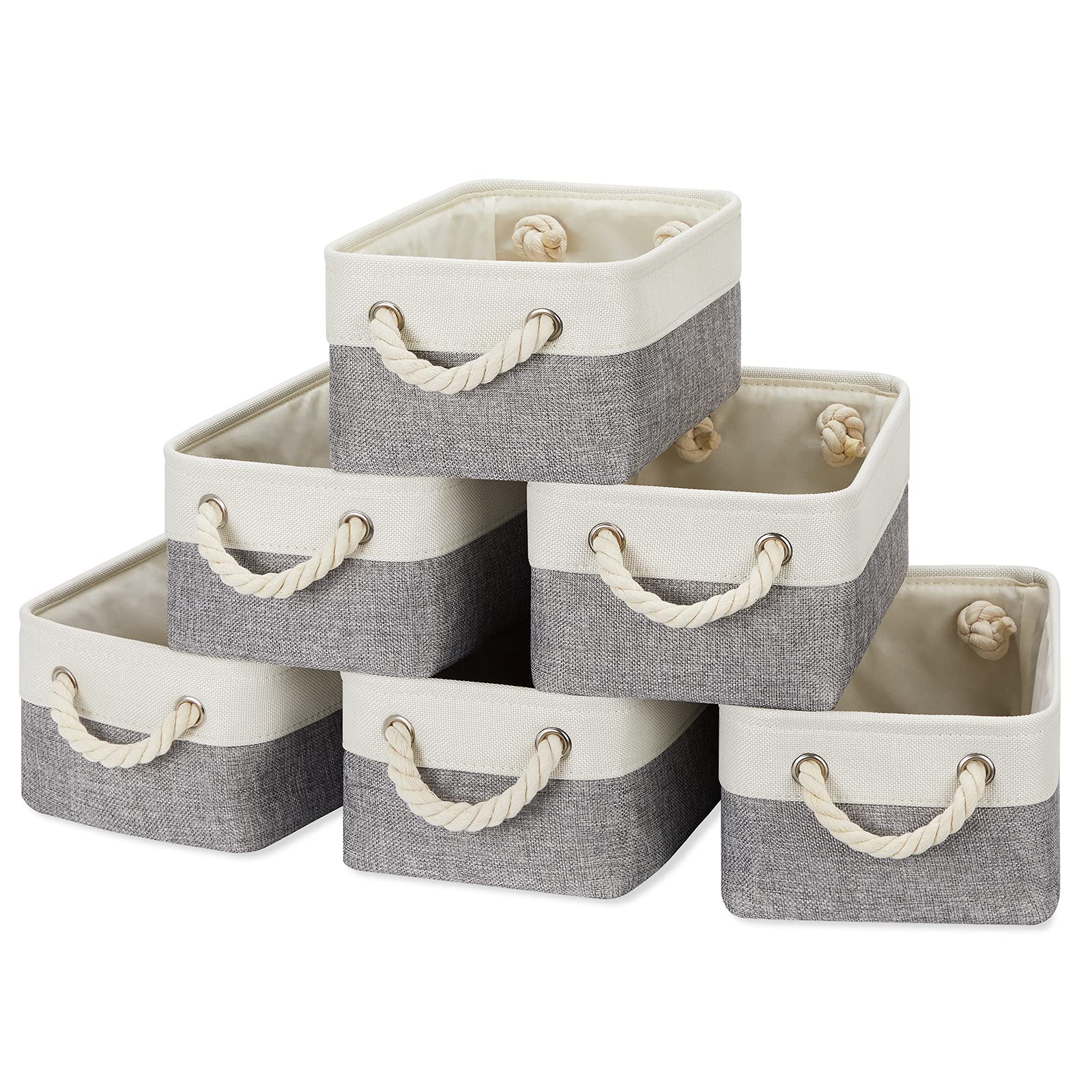 Temary Small Storage Baskets For Organizing Toys, 6Pcs Small Storage Bins, Decorative Collapsible Fabric Gift Baskets Empty For