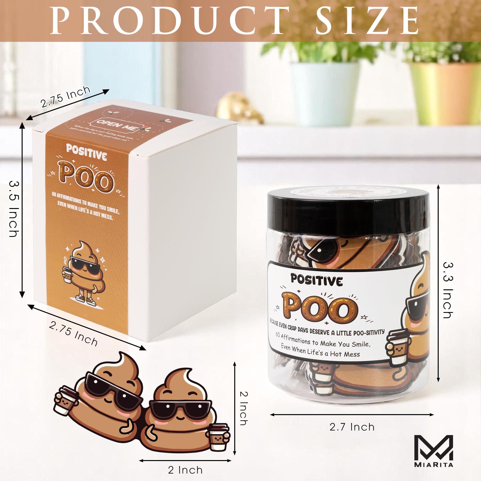 Positive Poo Jar - Funny Christmas Gag Gifts for Men, Teens, 60 Hilarious Affirmations, White Elephant Gift, Emotional Support J