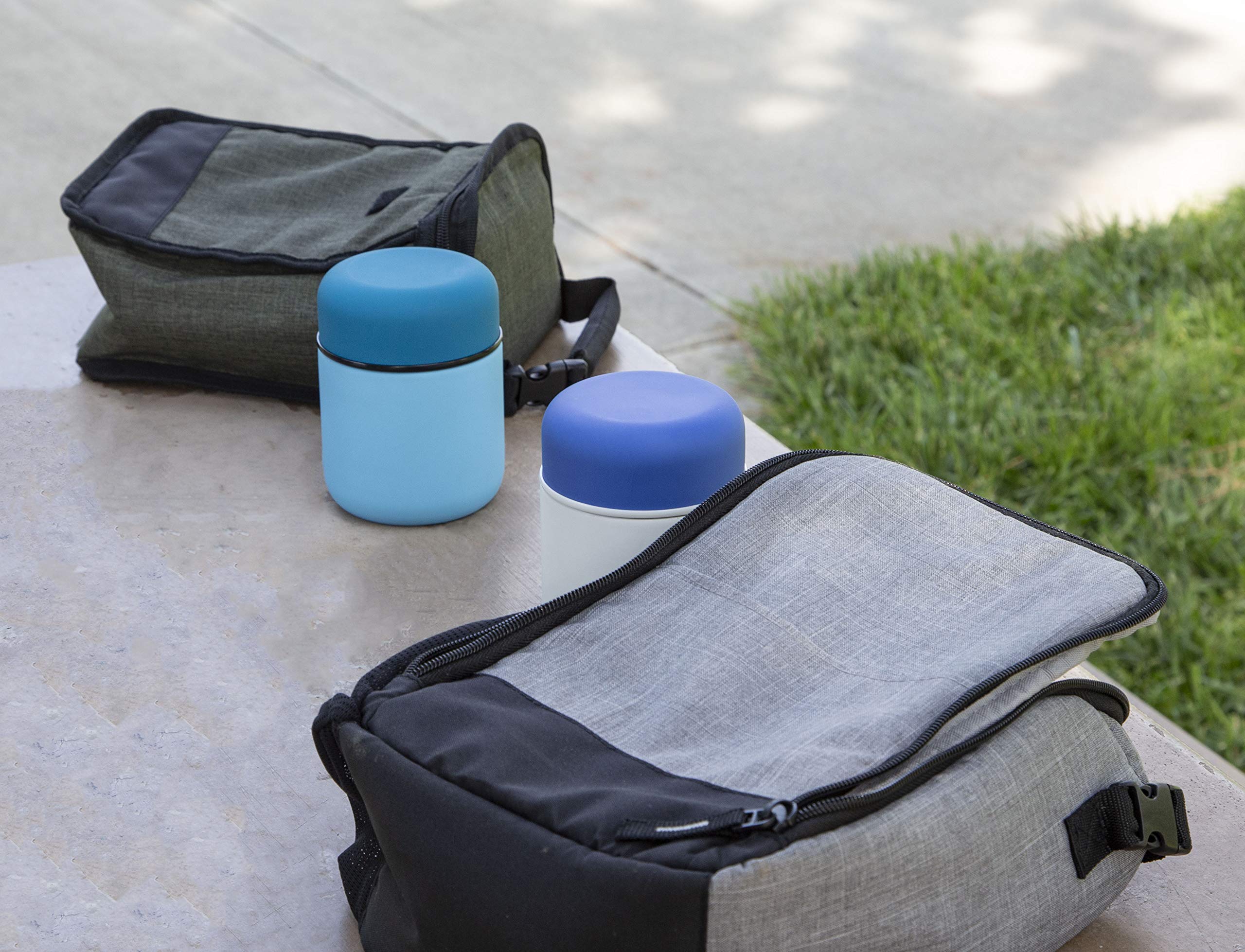 Mira 2 Pack Insulated Food Jar Thermo For Hot Food & Soup, Compact Stainless Steel Vacuum Lunch Container - 9 Oz, Sky, Pink
