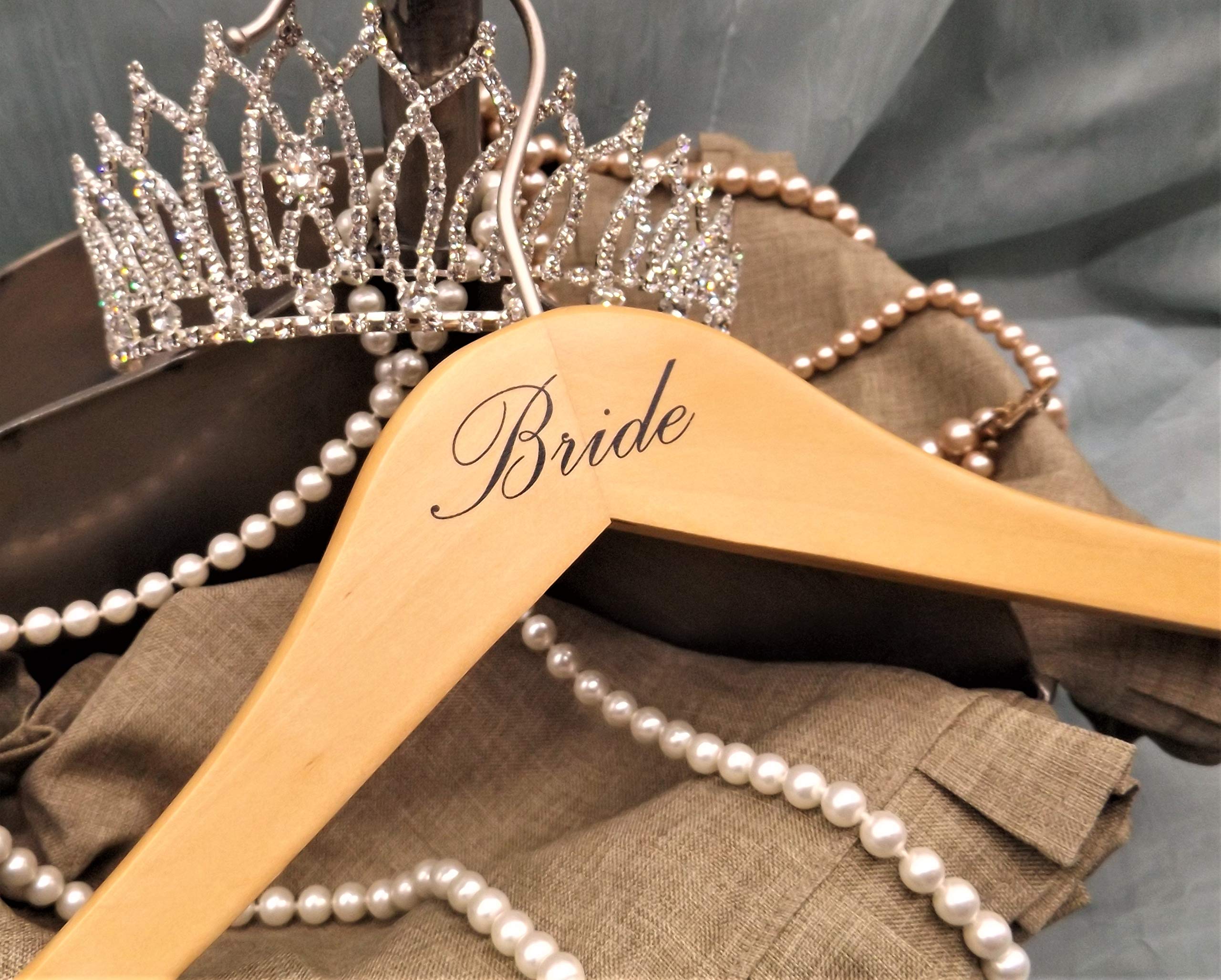 Nahanco B20017 Bridal Hanger, Natural Wood Hanger With Black Imprint (Bride), 17    (1 Piece)