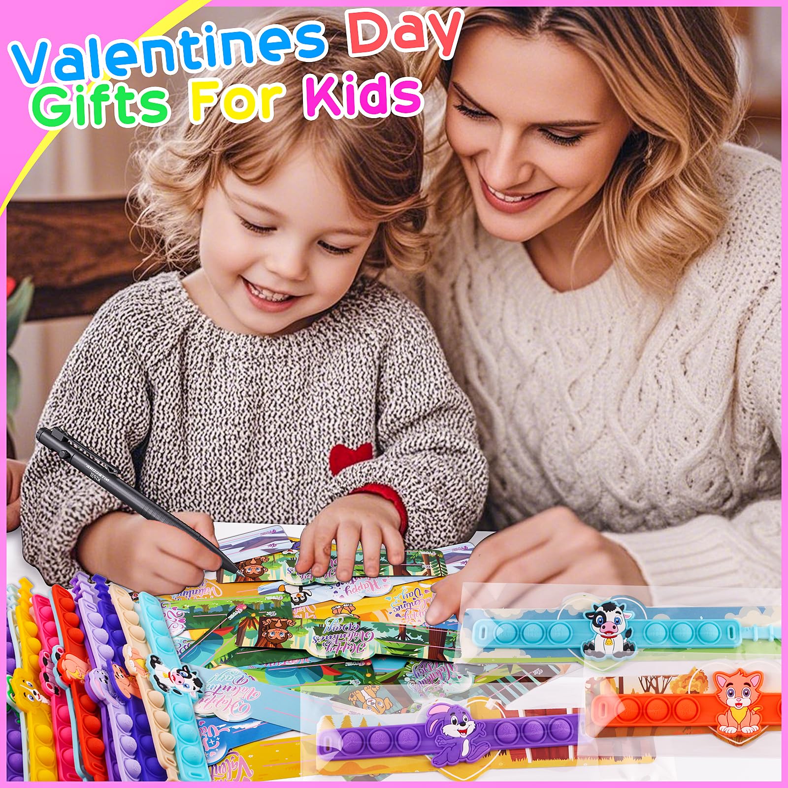 Valentines Day Gifts For Kids,24Pack Animal Fidget Toys With Valentines Cards For Kids Classroom,Valentine Exchange Gifts For Ki