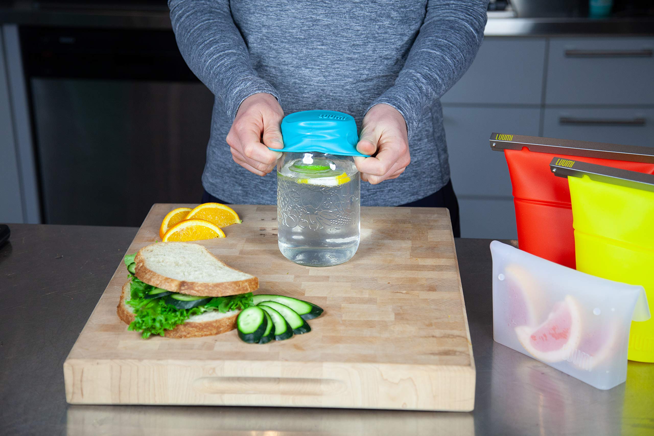 Luumi Unplastic Sealed Lid - Reusable 100% Platinum Silicone Sealed Lid - Microwave, Oven, Freezer And Dishwasher Safe (Teal)