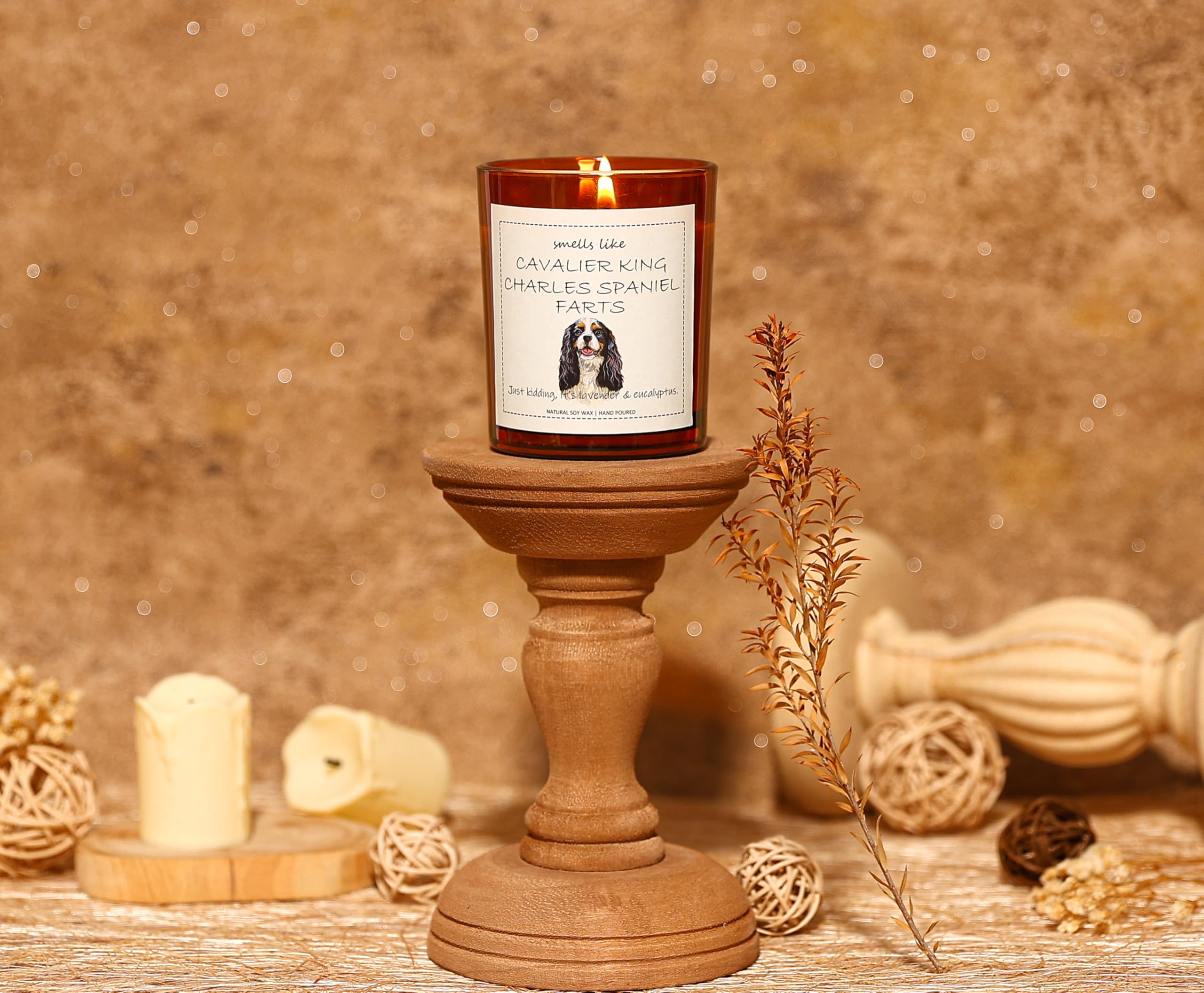Cavalier King Charles Spaniel Gifts & Decor, King Charles Cavalier Gift, Dog Mom Gifts, Dog Farts Candle - Lavender & Eucalyptus