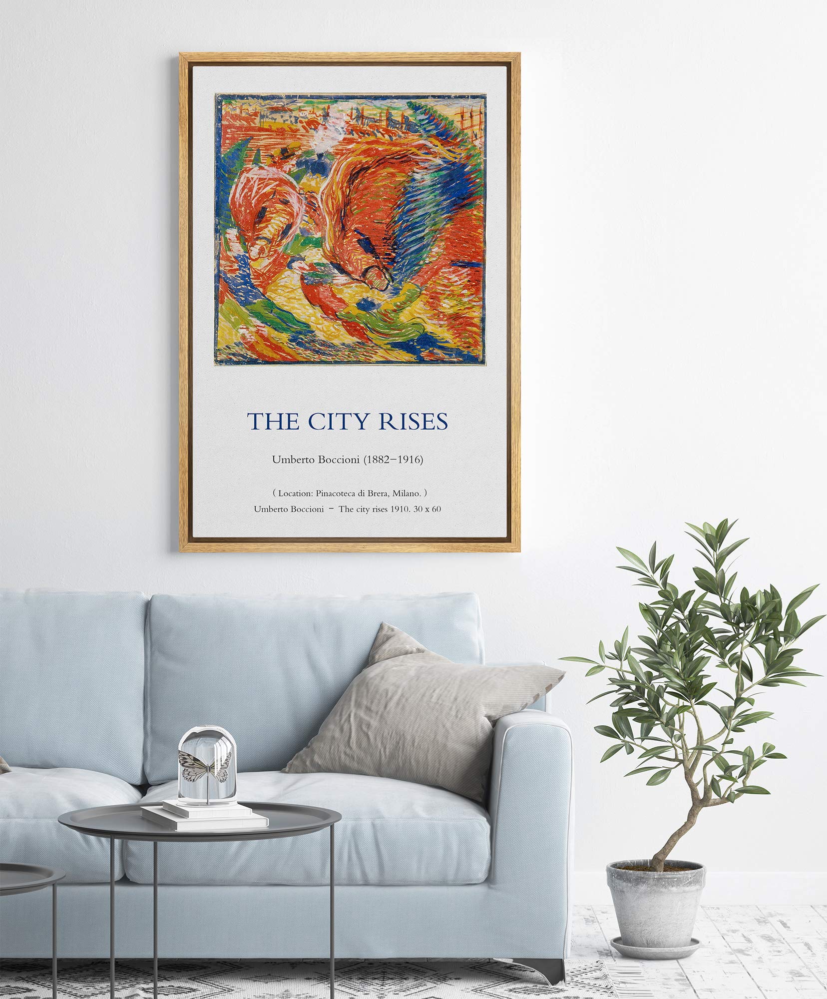 Idea4Wall Framed Canvas Print Wall Art The City Rises Master Artist Umberto Boccioni Nature Wilderness Oil Painting Impressionis