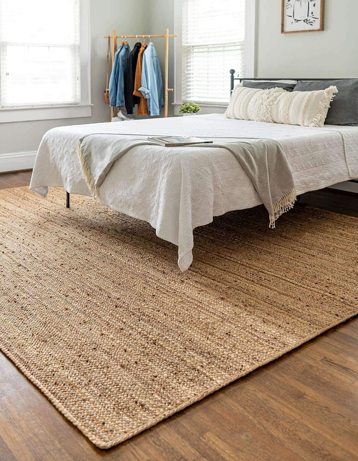 Homeable Braided Jute Round Large Carpet Hand Woven Natural Rug Reversible & Durable For Area Rug| Guest Room| Living Room| Dini