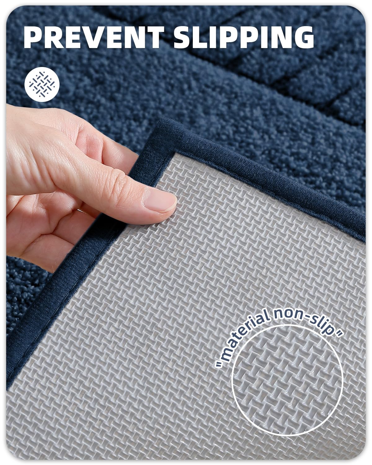 Color&Geometry Small Bath Rugs Non Slip Washable- 16''X24'' Absorbent Navy Blue Bathroom Rugs, Soft Bath Mats For Bathroom Floor