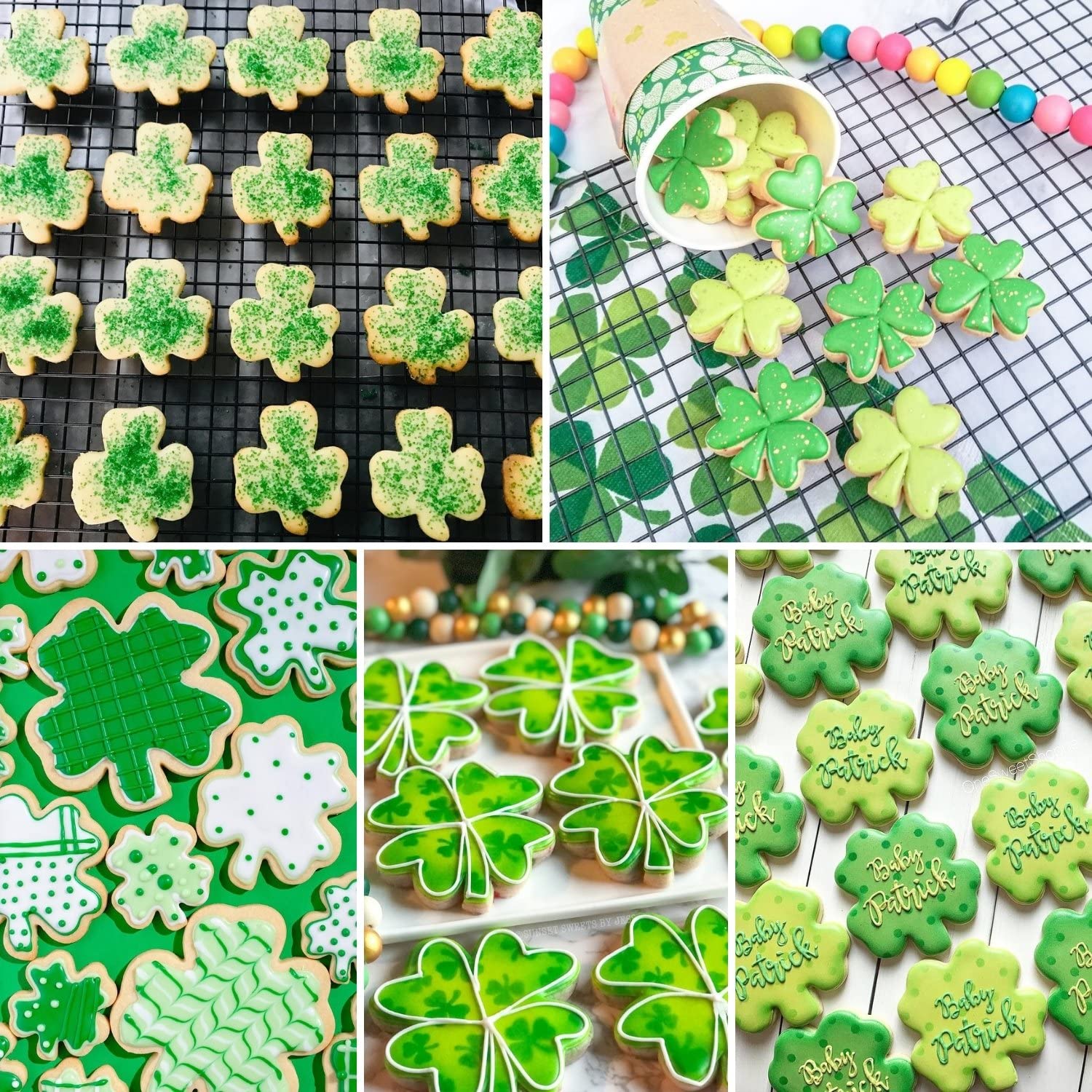 Crethinkaty Clover And Four-Leaf Clover Cookie Cutter Set 8 Pieces Stainless Steel St. Patrick'S Day Irish Shamrock Shape Cookie