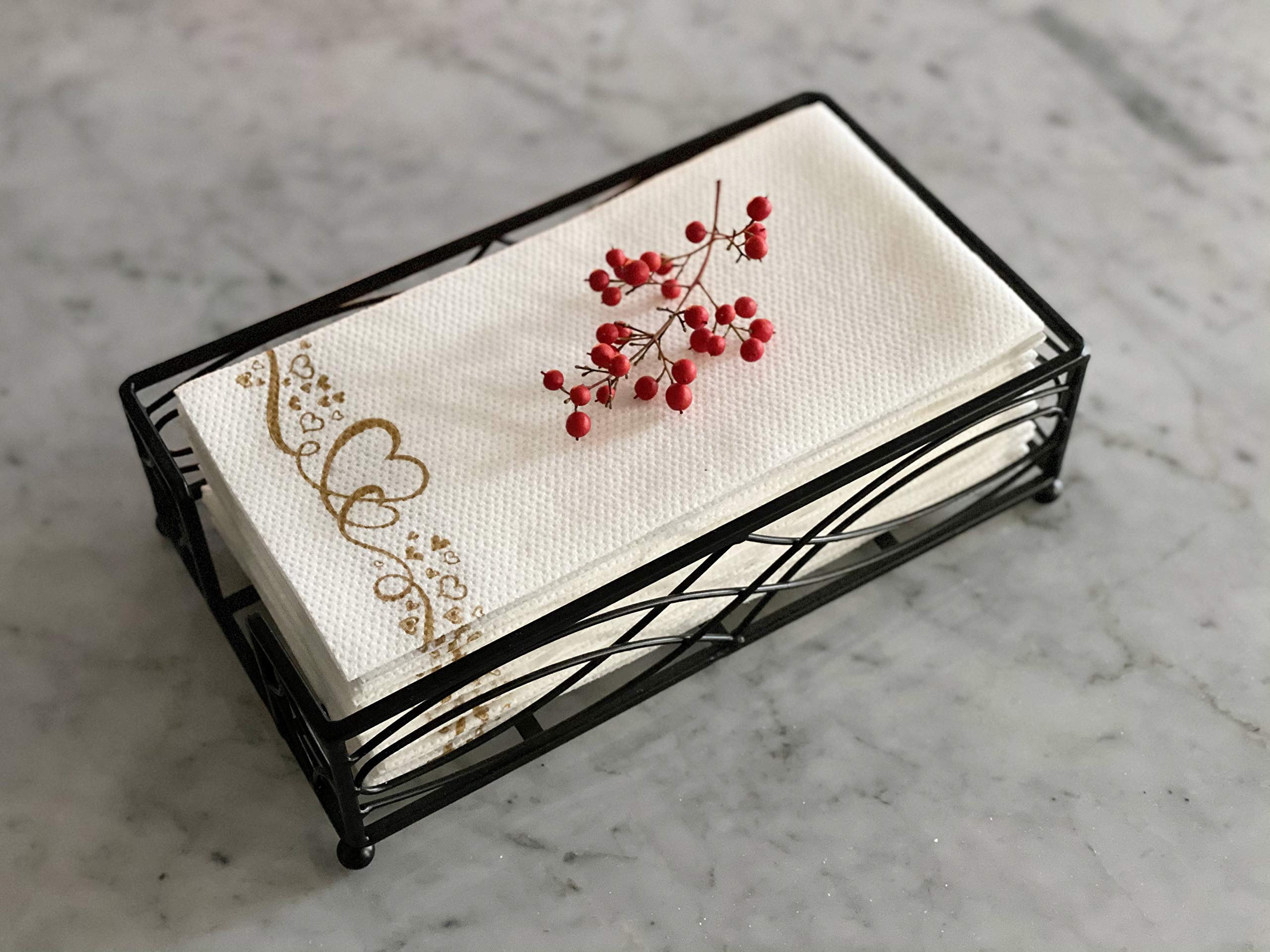 Chez Juju Black Elegant Sturdy Guest Napkin Holder | Disposable Paper Hand Towel Storage Tray Caddy | Premium Quality | Bathroom