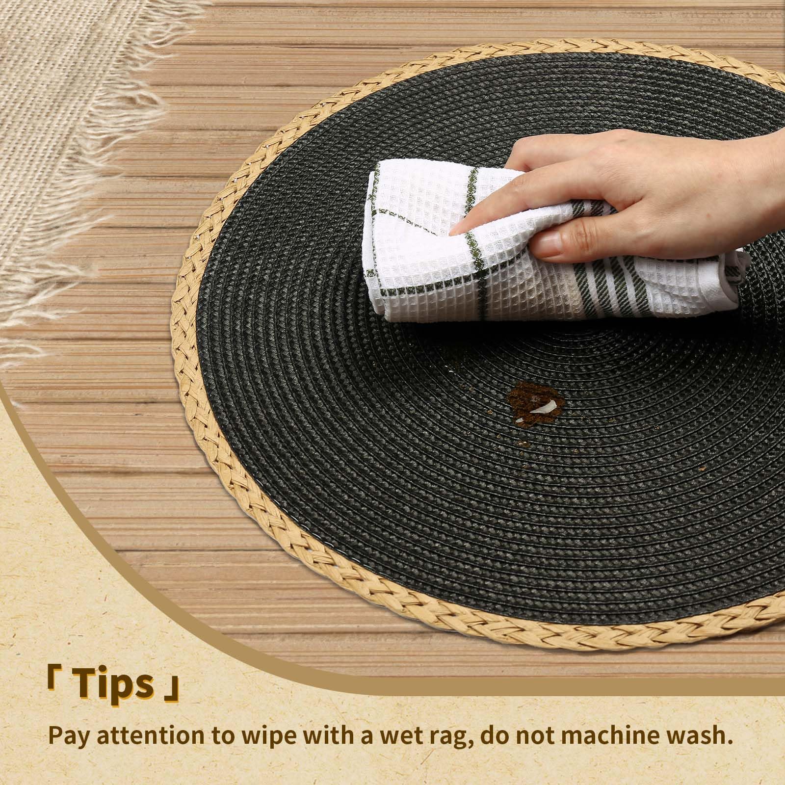 Noctiflorous Round Braided Placemats Set Of 4 Table Mats 15 Inches Washable Heat Resistant For Dining Table Non-Slip Indoor Outd