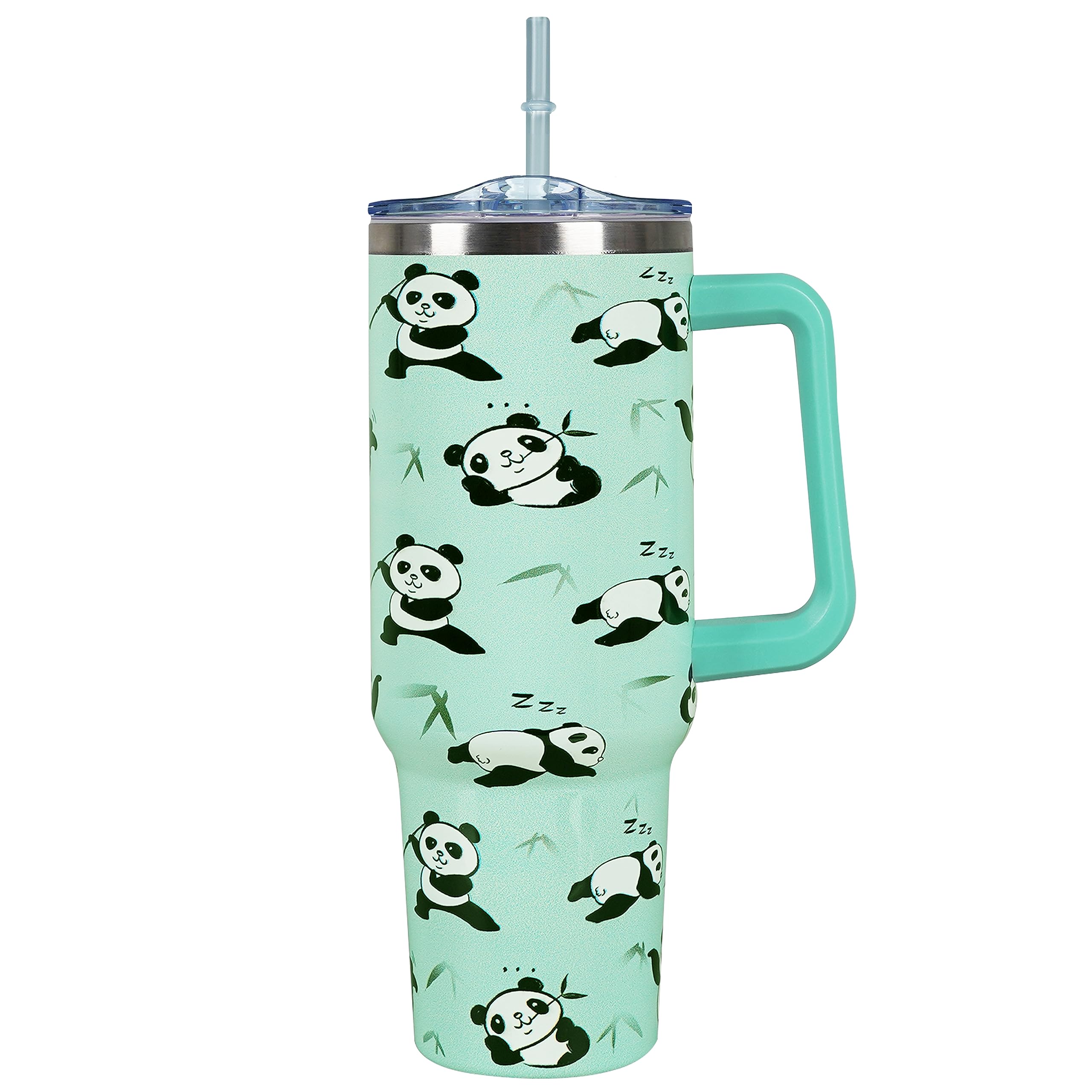 40 Oz Tumbler With Handle 40oz Panda Tumbler With Lid Straw Double Insulated Travel Coffee Mug Panda Cute Cup Gifts For Women