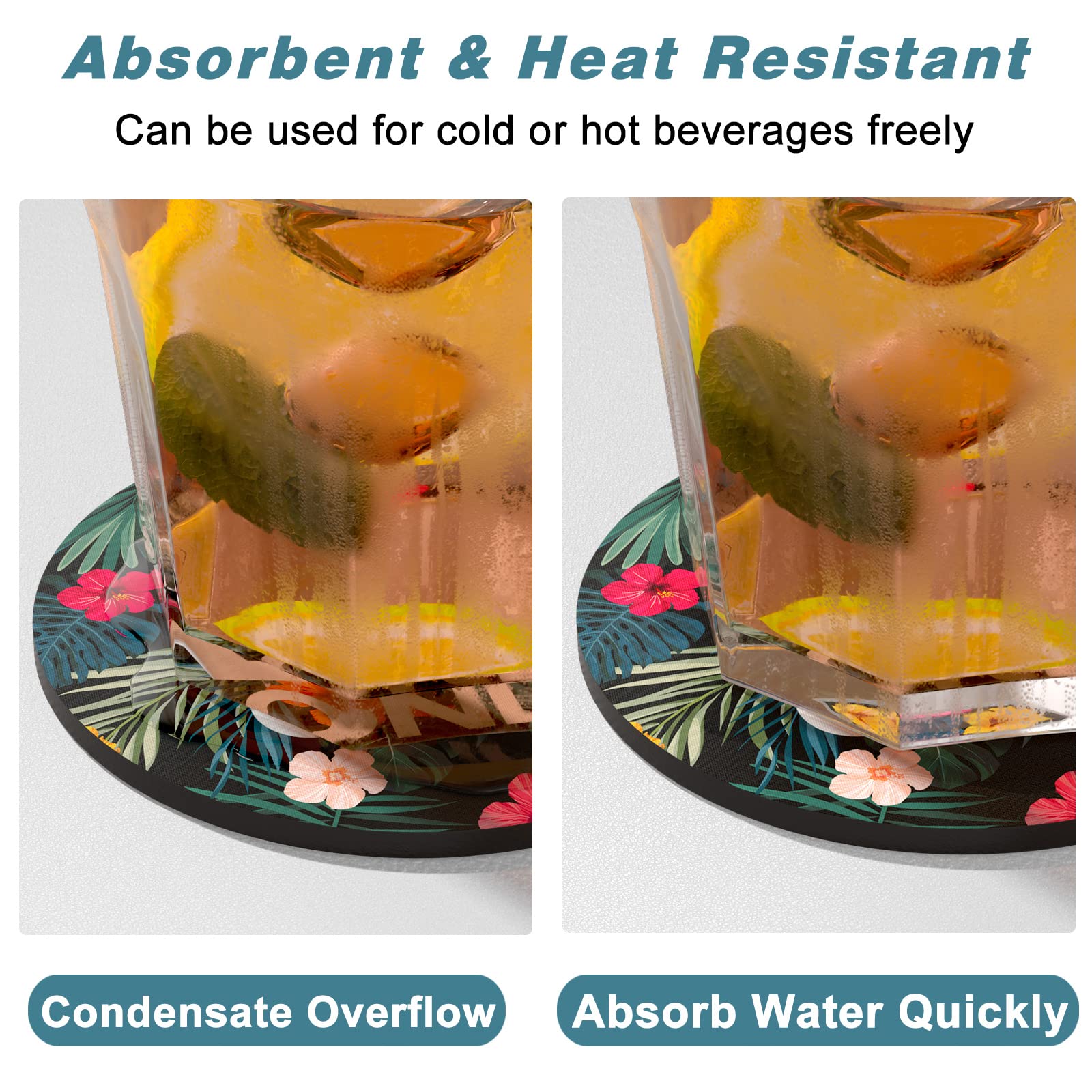 Nipichsha Coasters For Drinks, Set Of 6 Absorbent Rubber Drink Coasters With Non-Slip Backing, Cute Drink Coasters For Cup Kitch