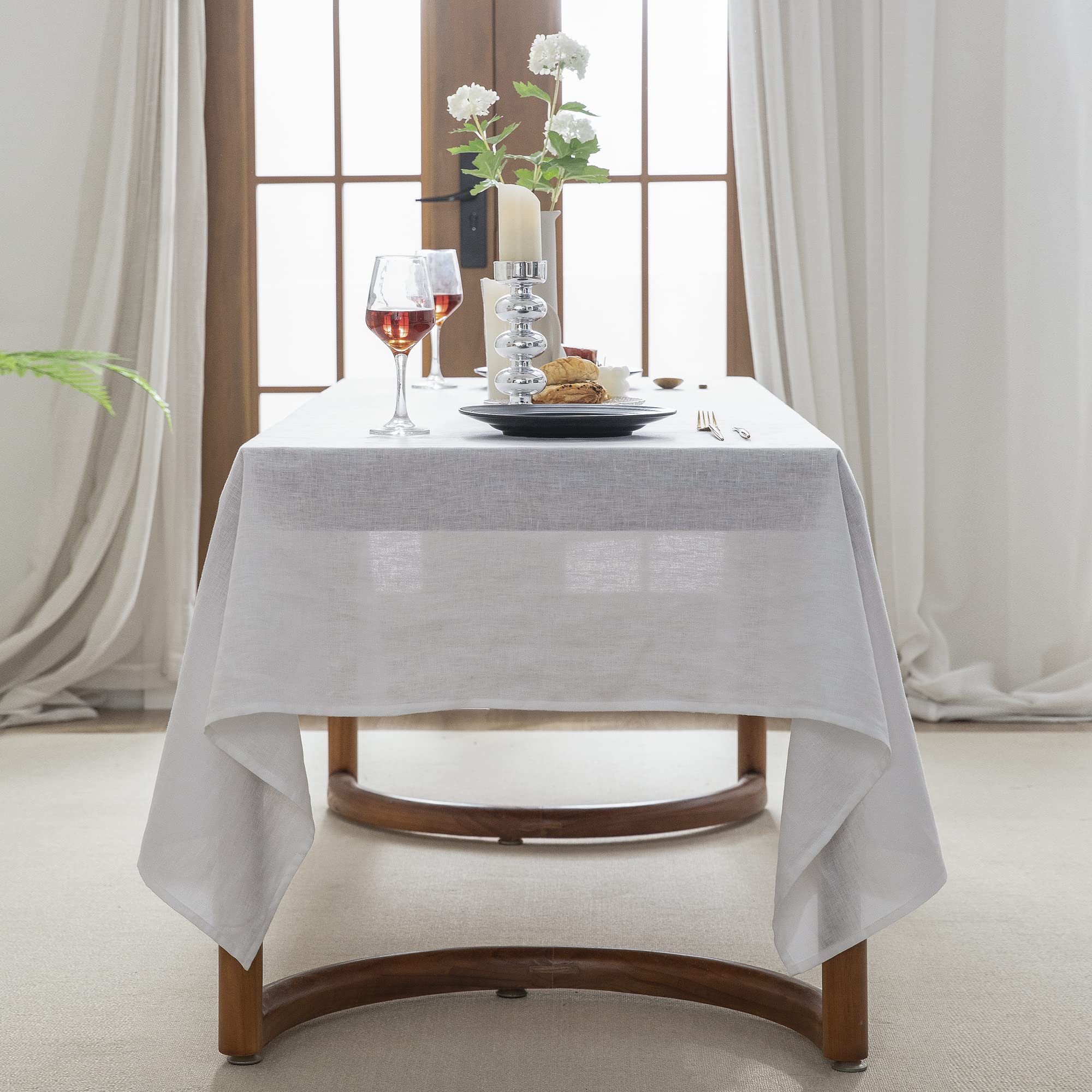 Everly 100% Pure Linen Rectangle Tablecloths 60X120 Inches For Dining,Buffet Parties,Picnic,Events,Weddings And Restaurants,Deco