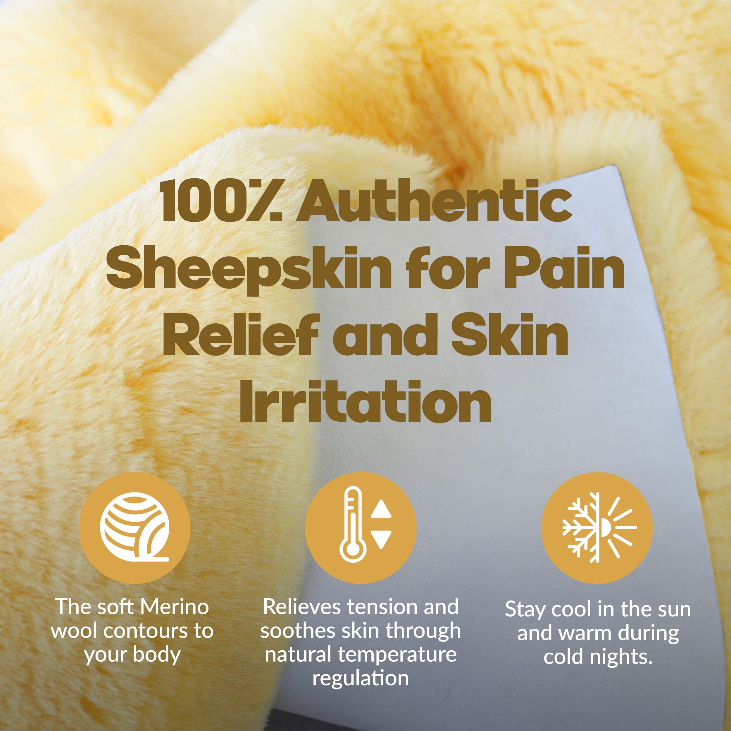 Natural Sheepskin For Bed Sores And Skin Irritation | Hastings 100% Real Medical Sheepskins With Non-Slip Back For Pain Relief A