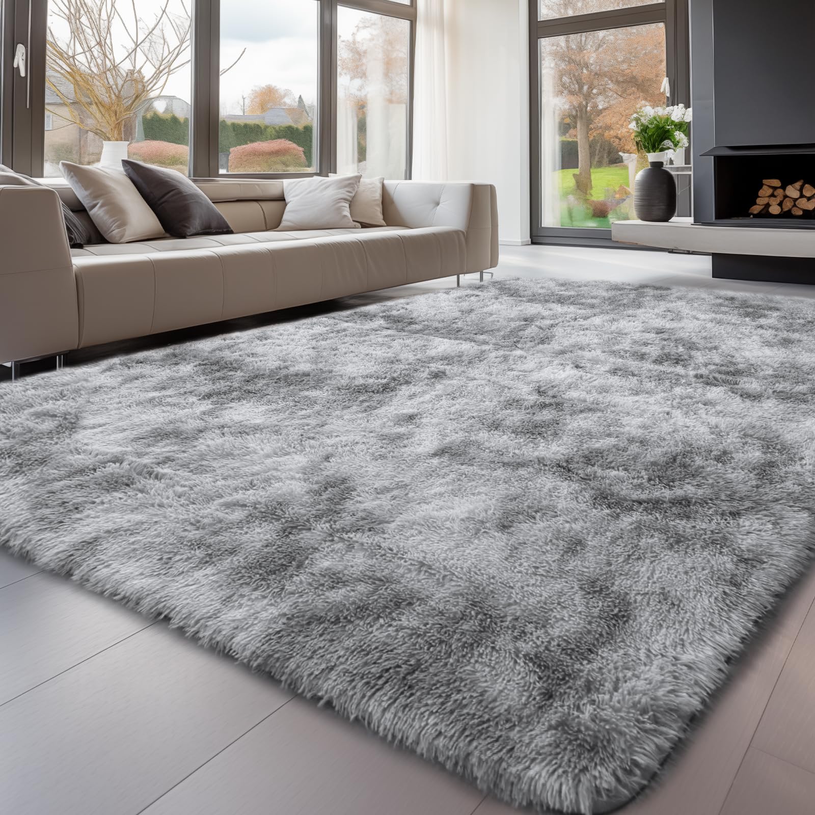 Sour Lemon 5x7 Area Rugs, Large Area Rug 5 x7, Washable Area Rugs, Bedroom Area Rug Shag Shaggy Carpet Soft Plush Furry Bedside 