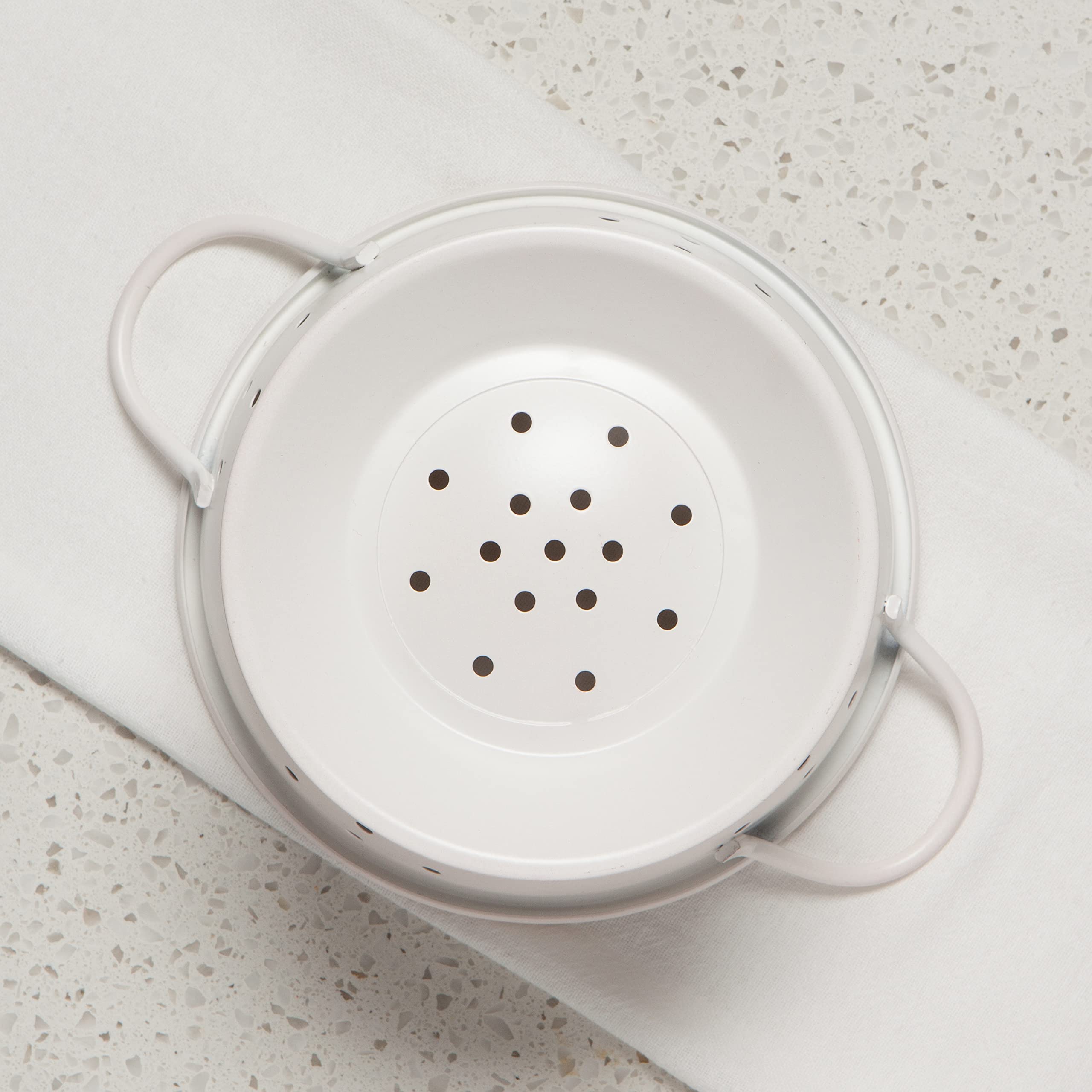 Now Designs Colander Set of 2, Medium & Small, Matte Coated Steel, White, Model 5161502AA