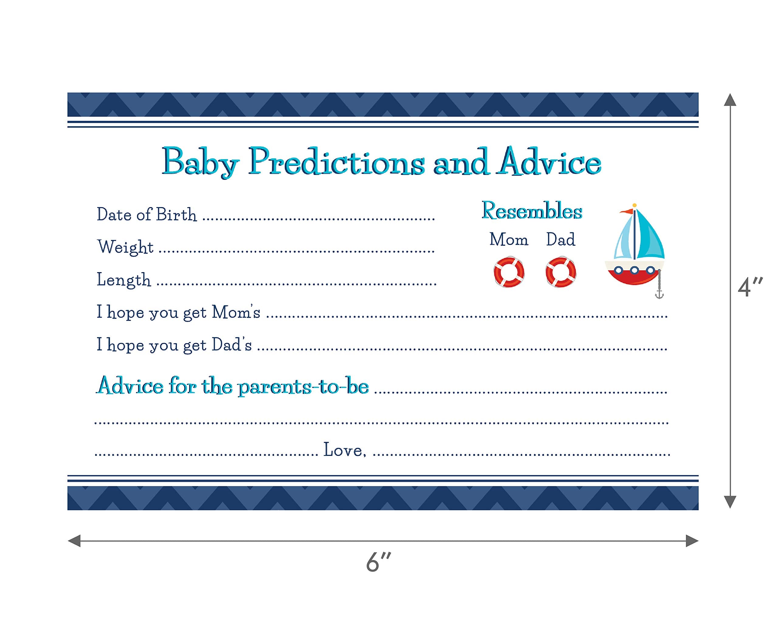 Nautical Ahoy Predictions And Advice Baby Shower Cards - 24 Count