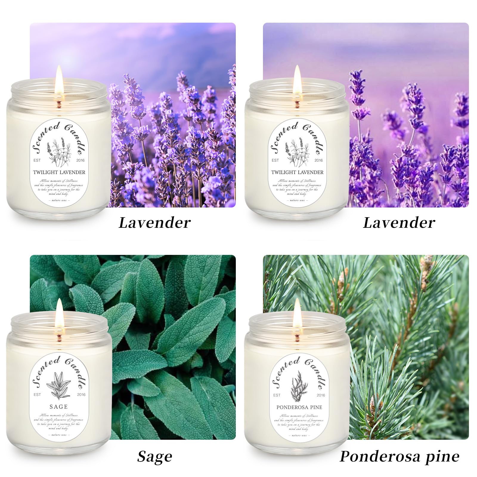 4 Pack Candles for Home Scented, Lavender Candle, Aromatherapy Jar Candles, 28 oz 200 Hour Long Lasting Candles, Scented Candles
