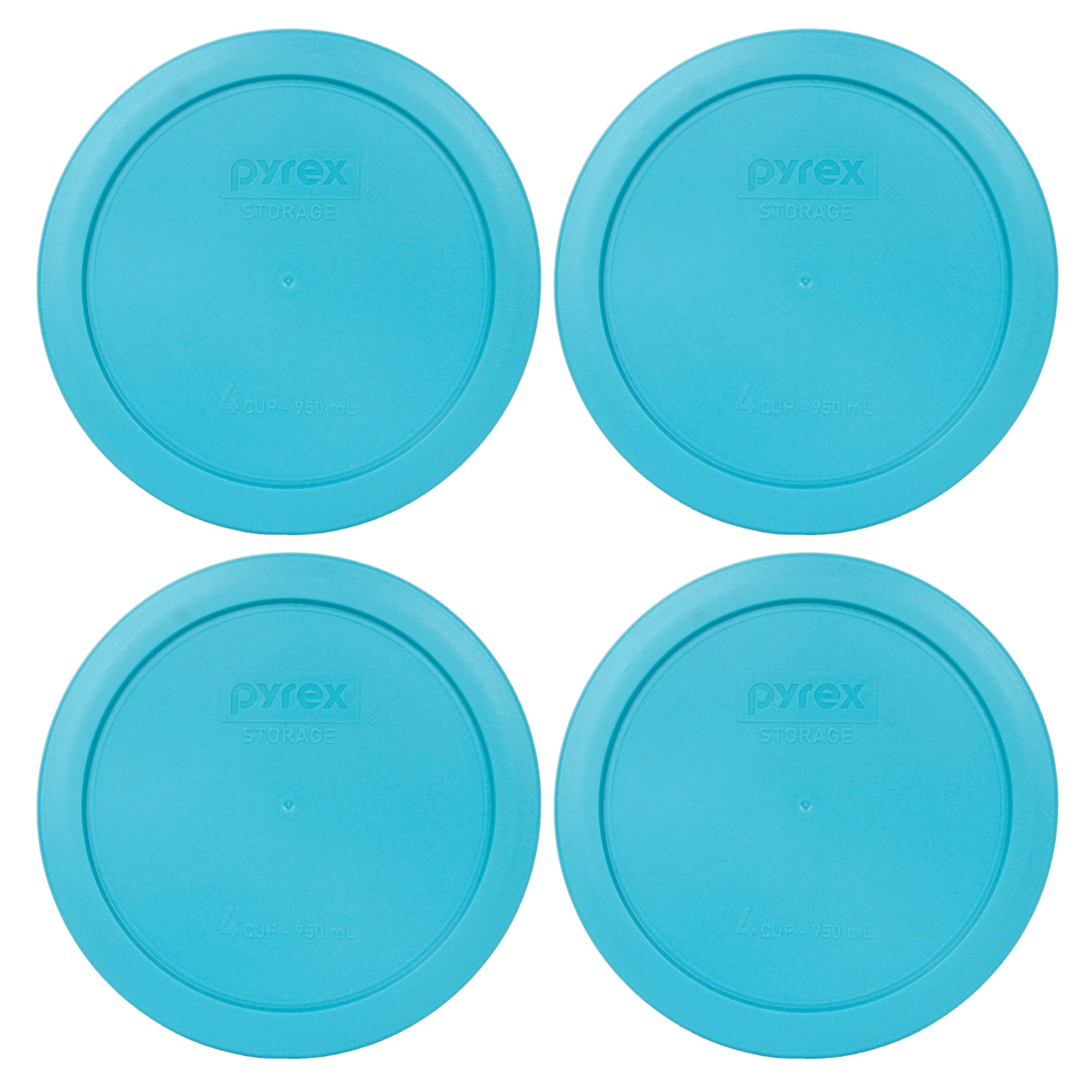 Pyrex 7201-Pc 4 Cup Surf Blue Round Plastic Food Storage Lid - 4 Pack