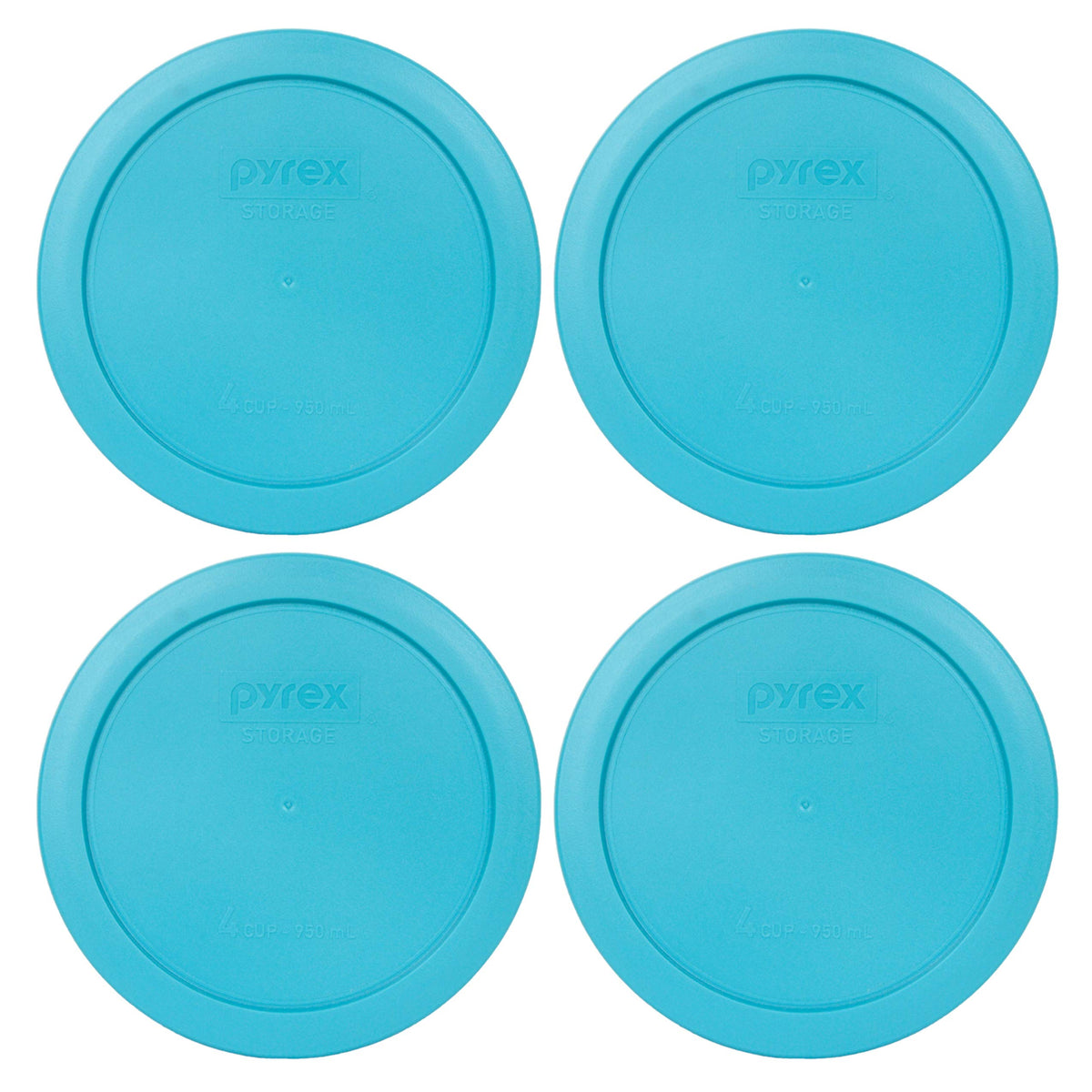 Pyrex 7201-Pc 4 Cup Surf Blue Round Plastic Food Storage Lid - 4 Pack