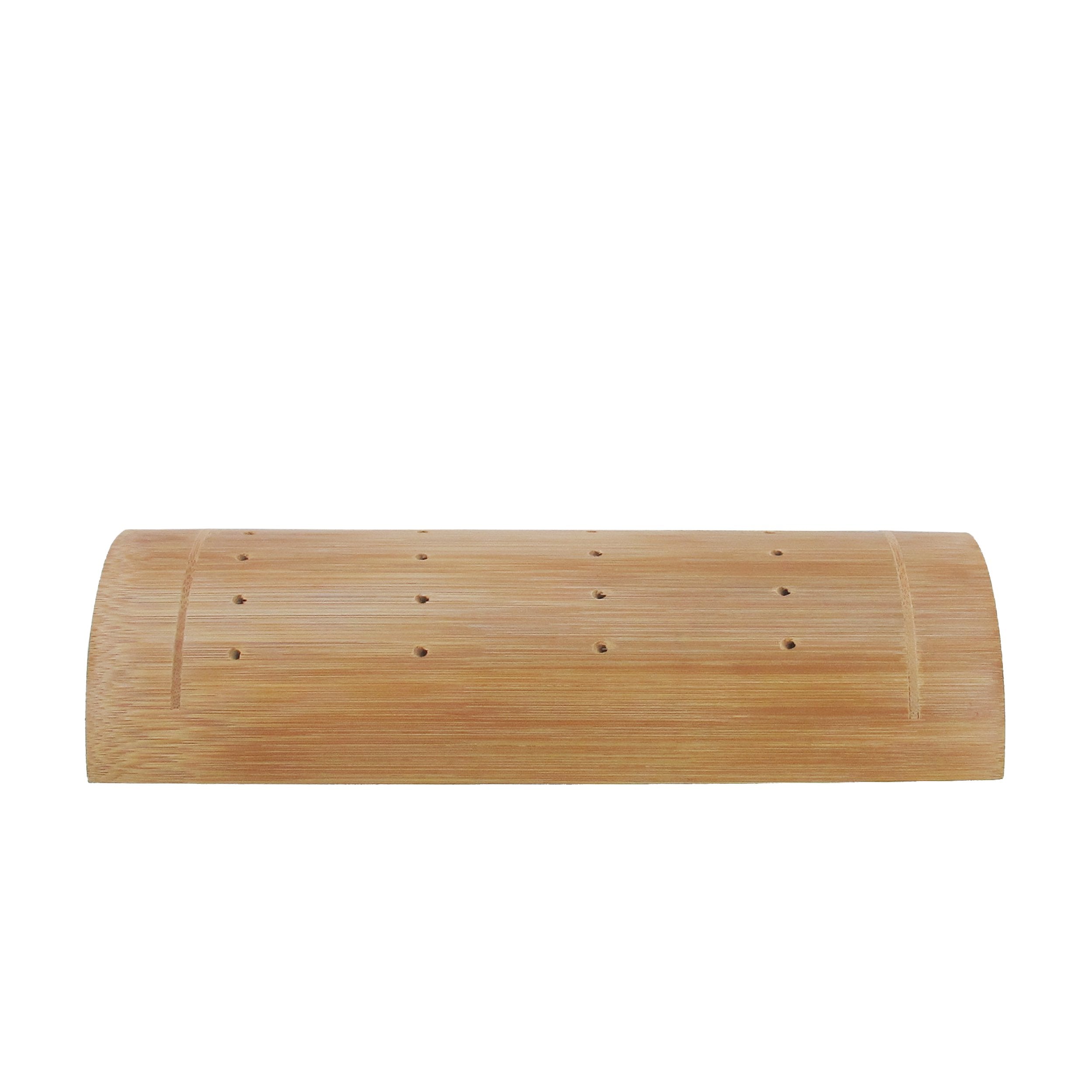 Bamboomn 9.84'' Bamboo Skewer Holder Food Display Stand Half Cut Skewers Stand W/ 20 Holes - Carbonized Brown - 1 Piece