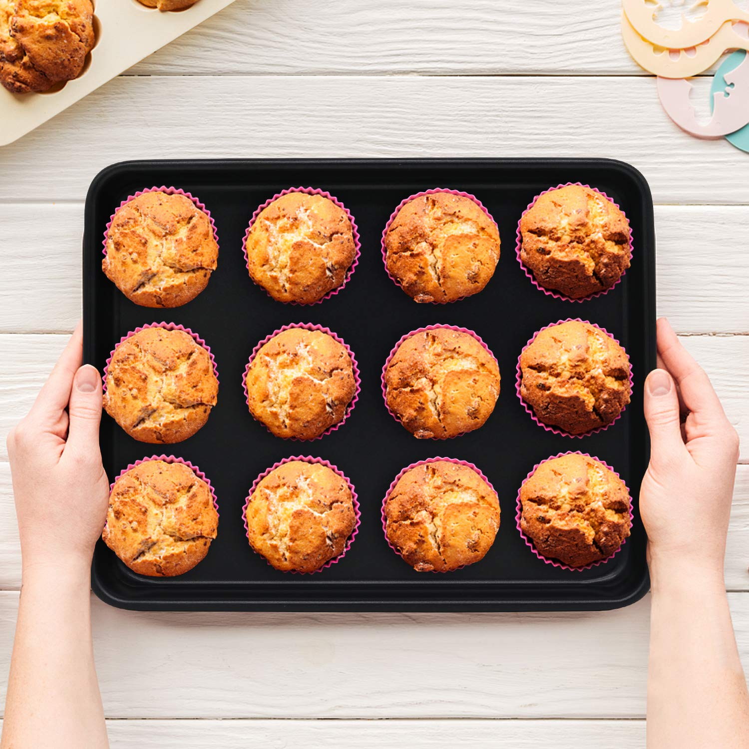Toaster Oven Pans Set Of 2, Shinsin 11-Inch Nonstick Baking Sheet Pans And Trays, 1/8 Thicker Replacement Small Baking Tray Acce