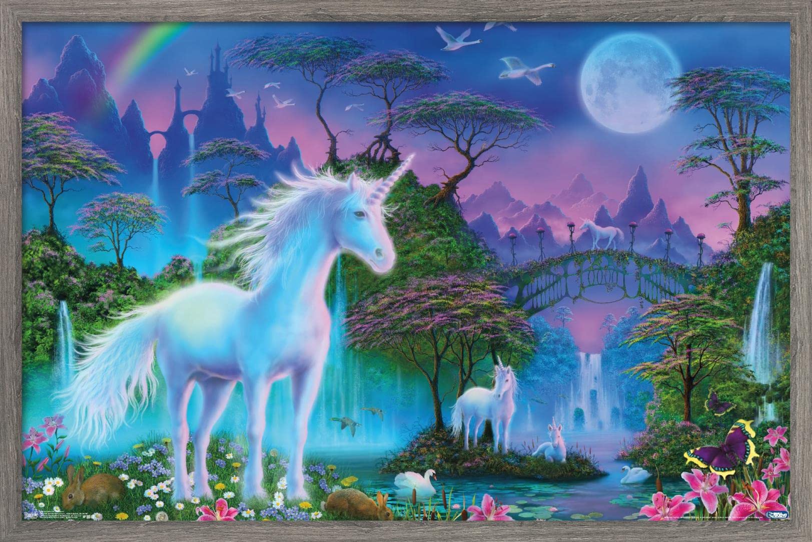 Trends International Unicorn Meadow Wall Poster, 14.725'' X 22.375'', Barnwood Framed Version