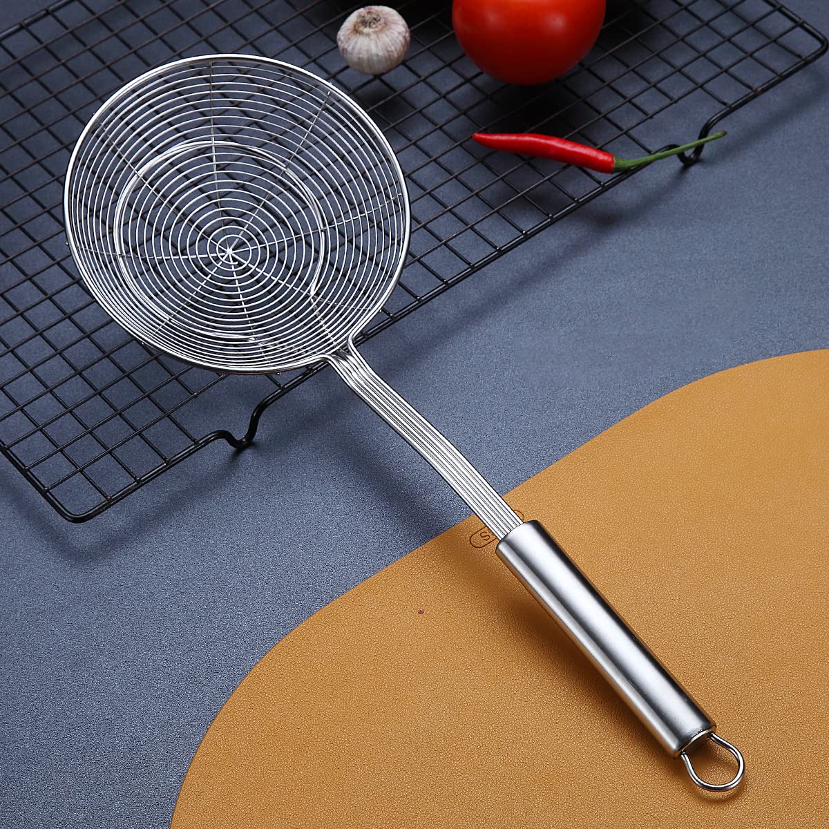 Strainer Spider Skimmers For Kitchen Cooking And Frying Food,Kyraton Stainless Steel Slotted Spoon Pasta Strainers Tomato Food S