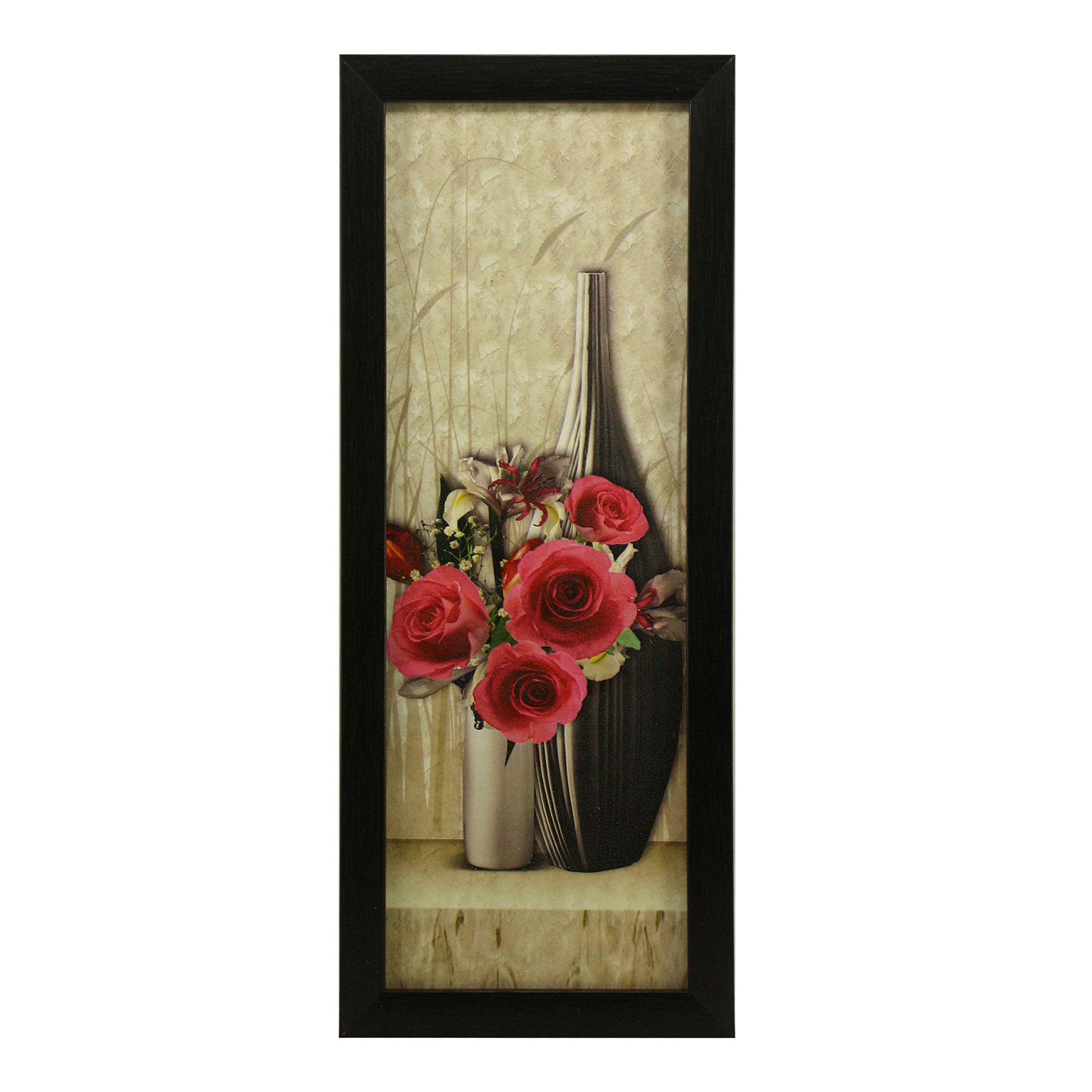 Indianara Floral Rectangular Synthetic Wood Art Painting (35 Cm X 28 Cm X 3 Cm, Set Of 3, Indr1056)