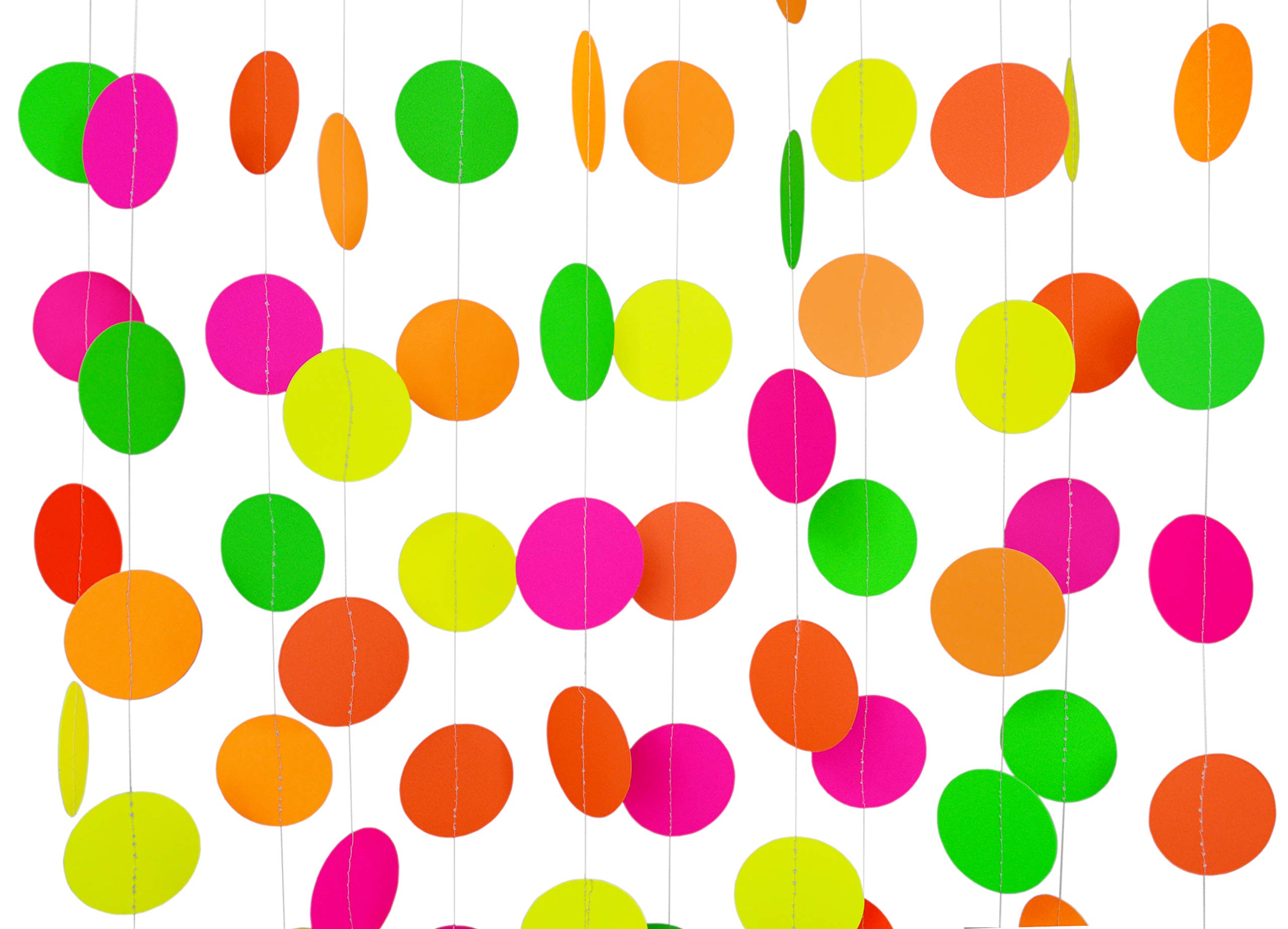 Midnight Glo Neon Paper Garland Circle Dots Hanging Decorations For Birthday Party Wedding Decorations Black Light Reactive Uv G