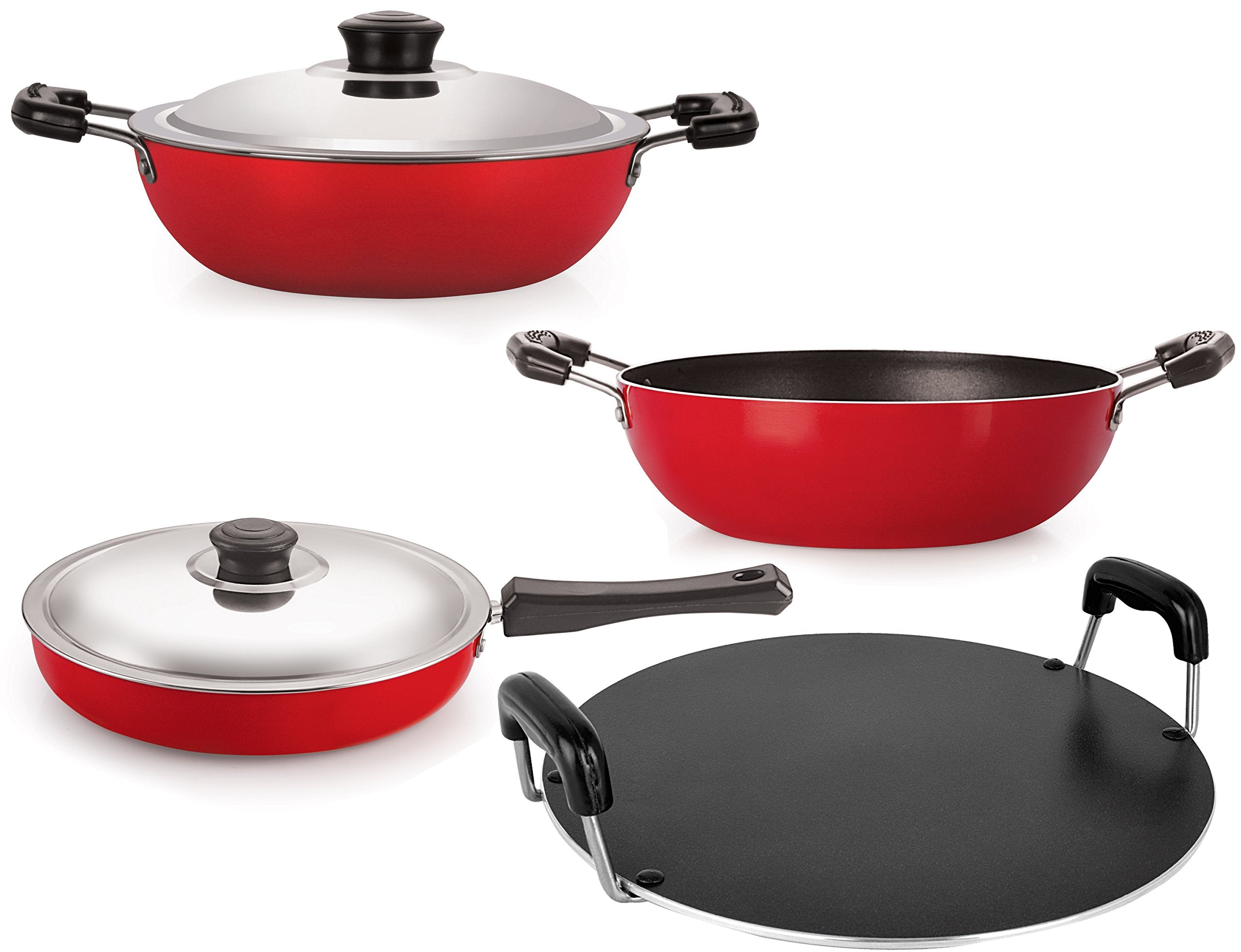 Nirlon NonStick Aluminium Tawa Fry Pan Kadhai Combo Kitchenware Set, 4 Piece