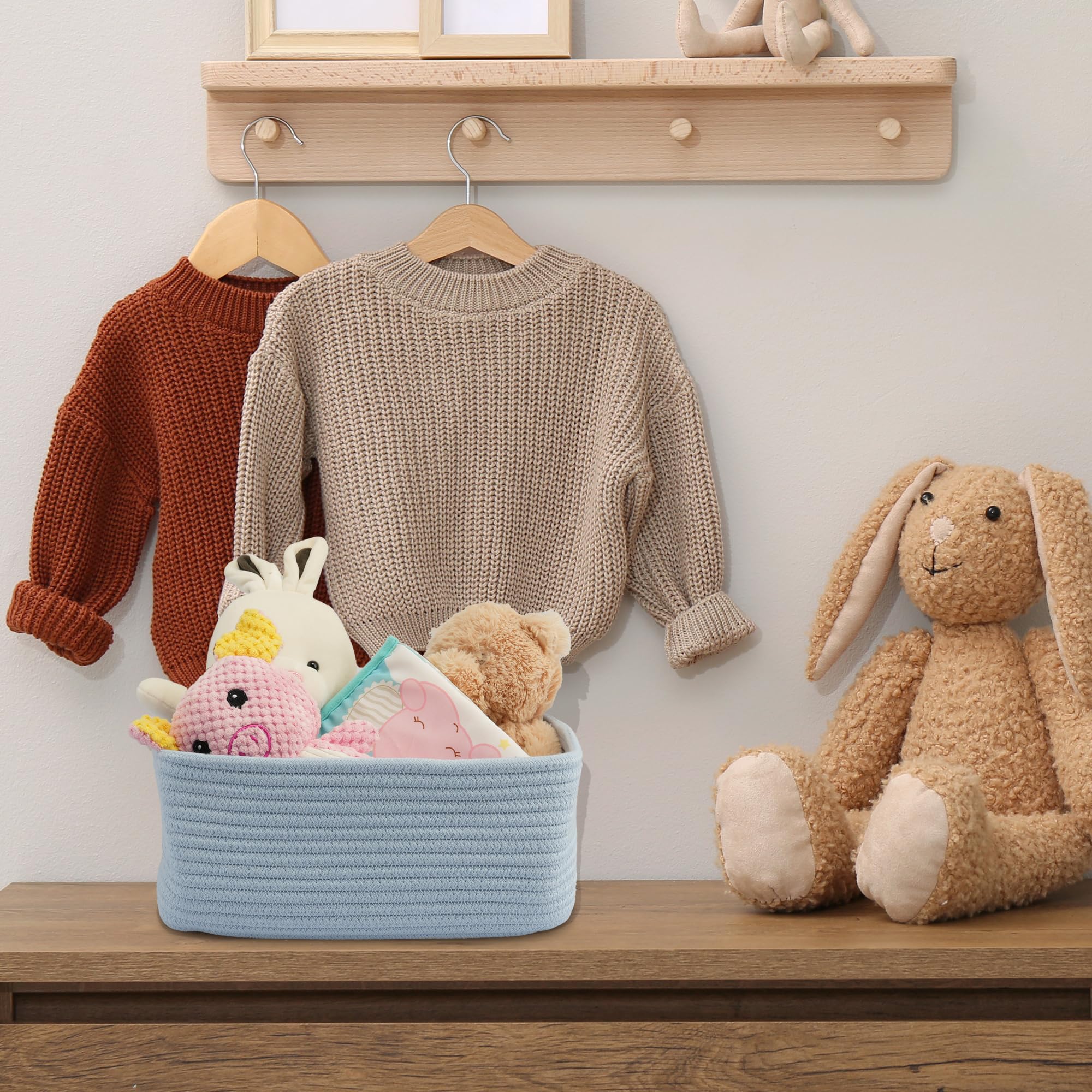 XUANGUO Small Woven Storage Baskets 13X9   X5 Decorative Rope Bins for Organizing Shelves, Closets, and Toys, Empty Gift Baskets
