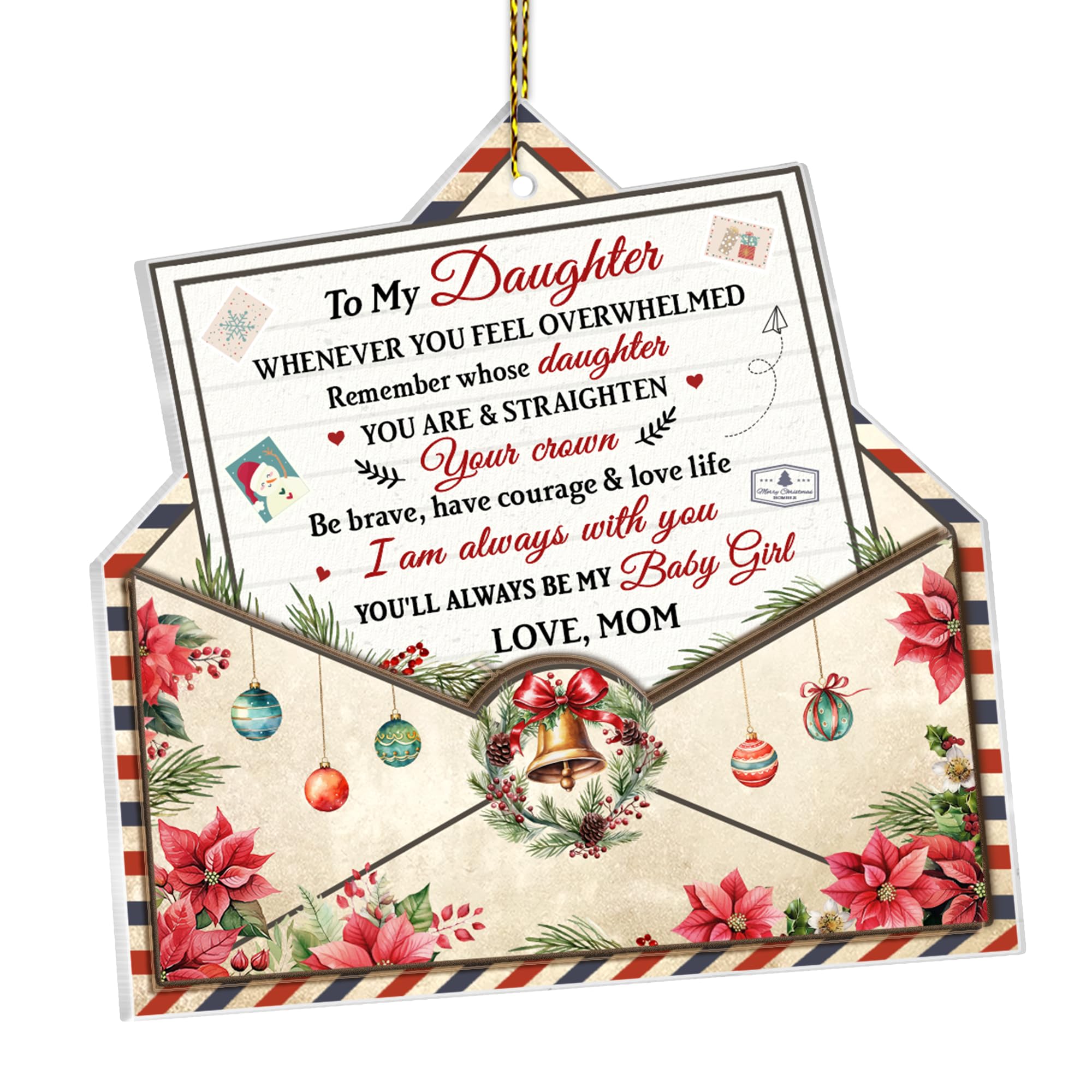 Hyturlte to My Daughter Christmas Ornament 2025 - 5 Sentimental Mother Daughter Ornament for Tree - Xmas Gifts for Daughters fro
