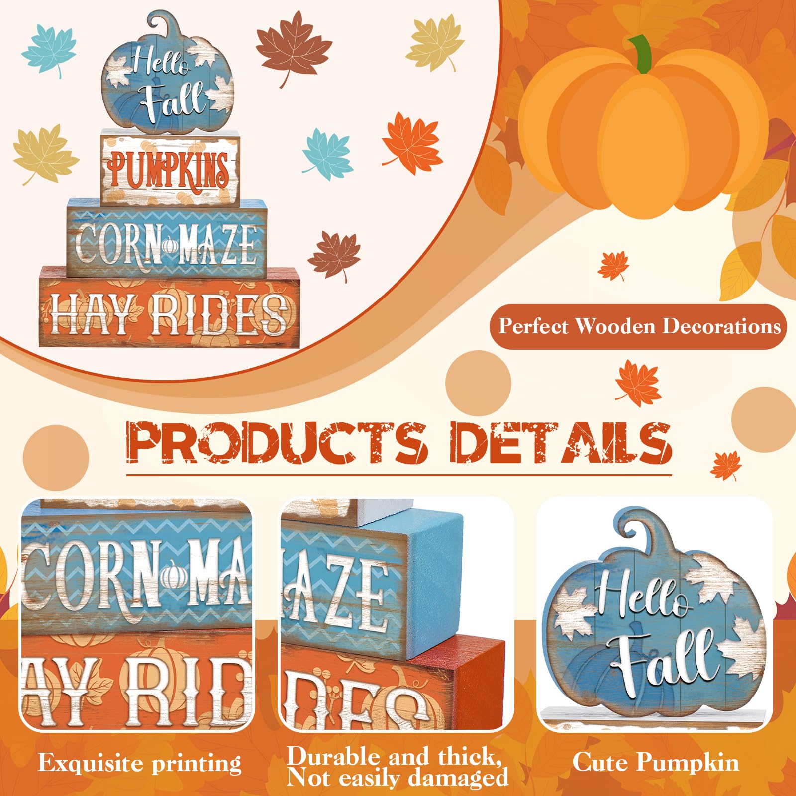 4 Pcs Thanksgiving Decor for Home Funny Turkey Wooden Signs with Hat Thanksgiving Fall Tiered Tray Decor Turkey Tabletop Centerp