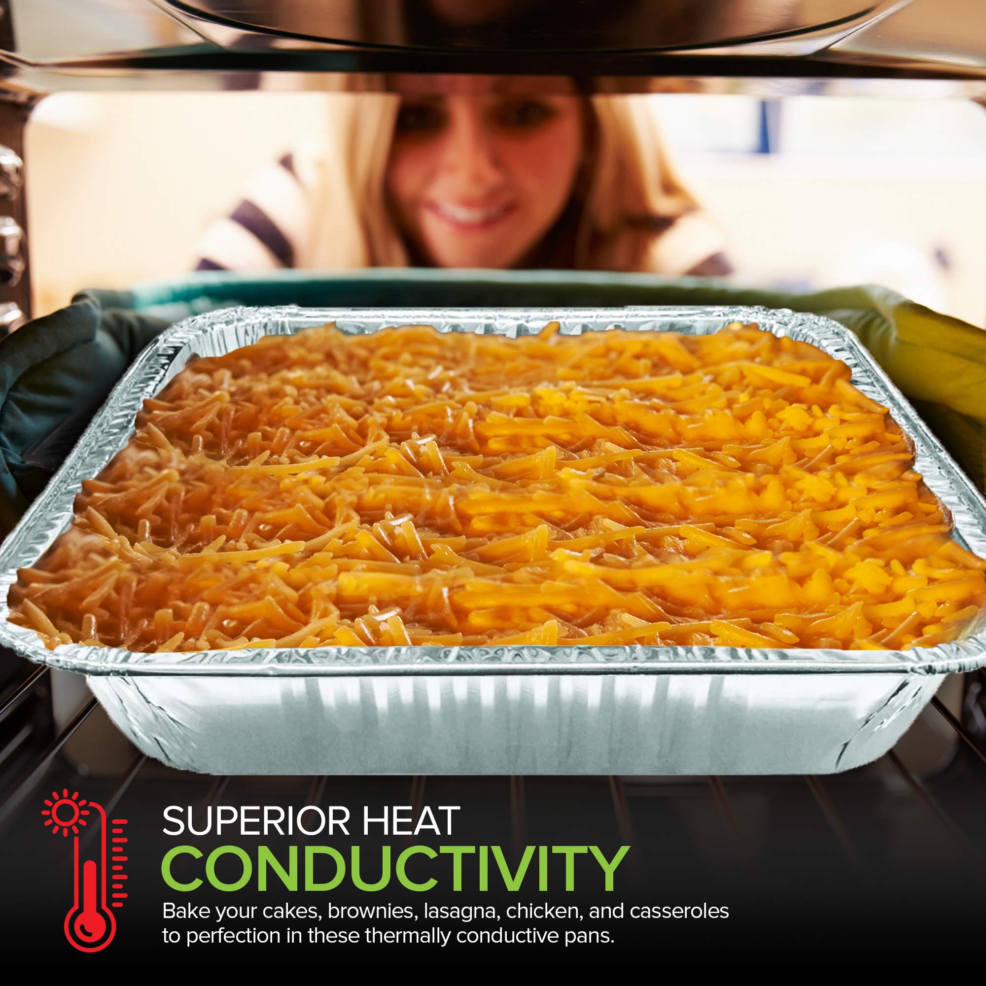 Stock Your Home 9X9 Aluminum Foil Pans - 8.75'' L Rim (30 Pack) Square Tins For Toaster Oven- Cooking Lasagna, Casserole, And Do