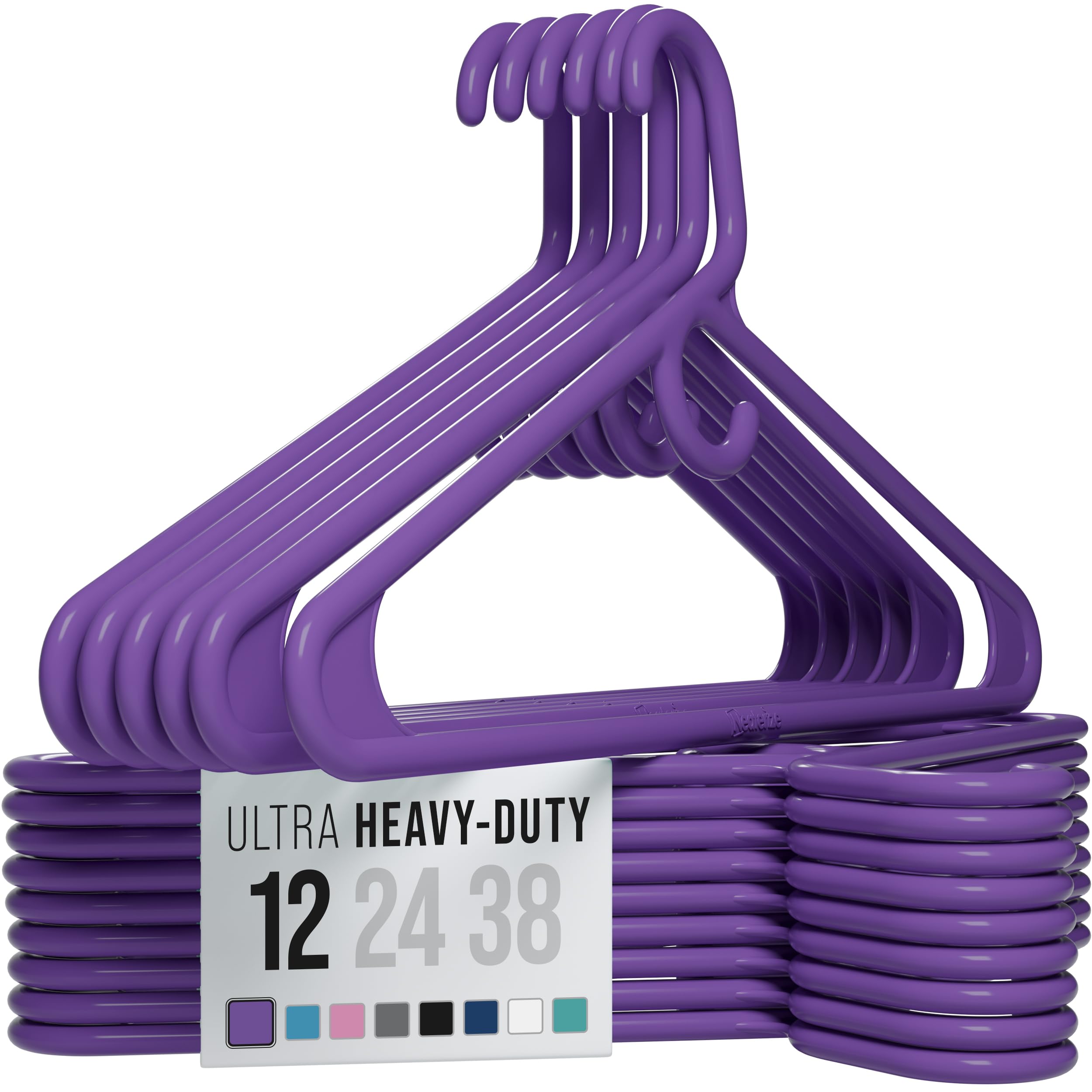 Ultra Heavy Duty Plastic Clothes Hangers - Purple - Durable Coat, Suit And Clothes Hanger. Perchas De Ropa (12 Pack - Purple)