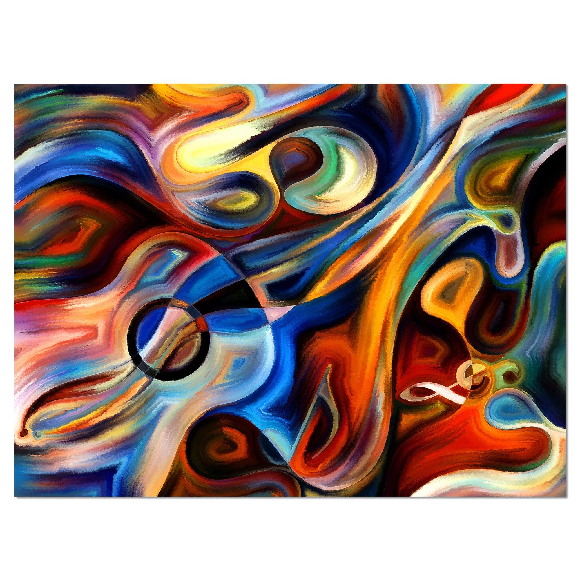 Designart Oversized Canvas Wall Art D  Cor - Abstract Music And Rhythm - Abstract Canvas Print For Bedroom, Dining Room, Living