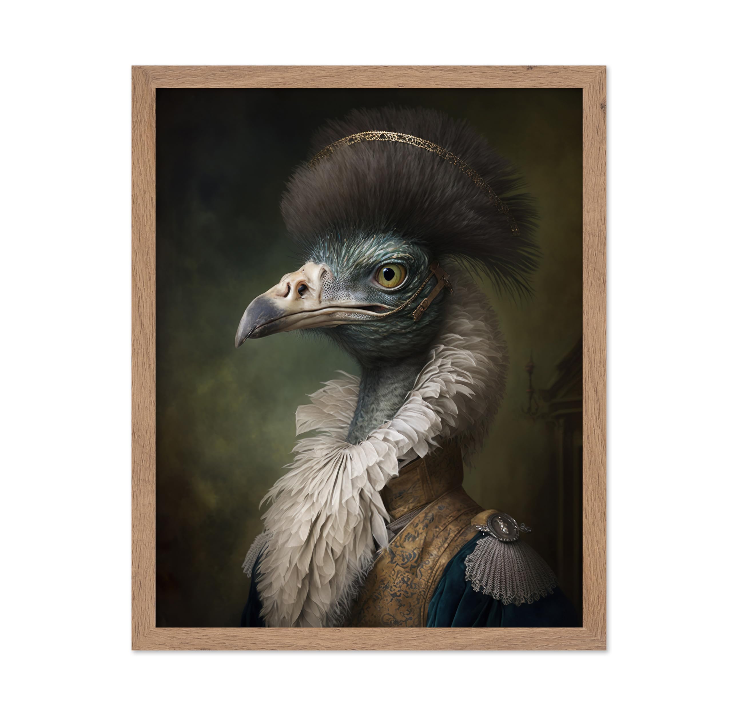 Poster Master Renaissance Animal Poster - Retro Funny Print - Gift for Artist, Friend - Aristocratic Emu, Renaissance, Formal At