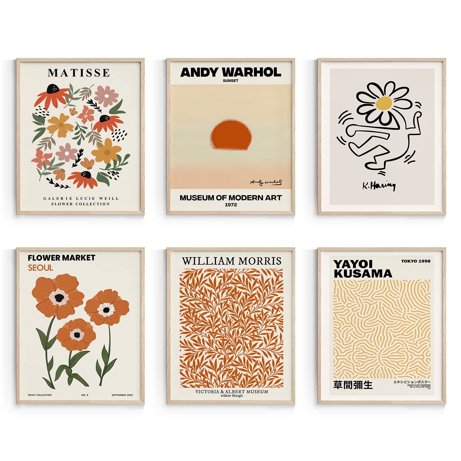 Habseligkeit Warm Matisse Wall Art Posters, Vintage Master Wall Decors,Retro Posters For Room Aesthetic Unframed, 8X10In, Set Of