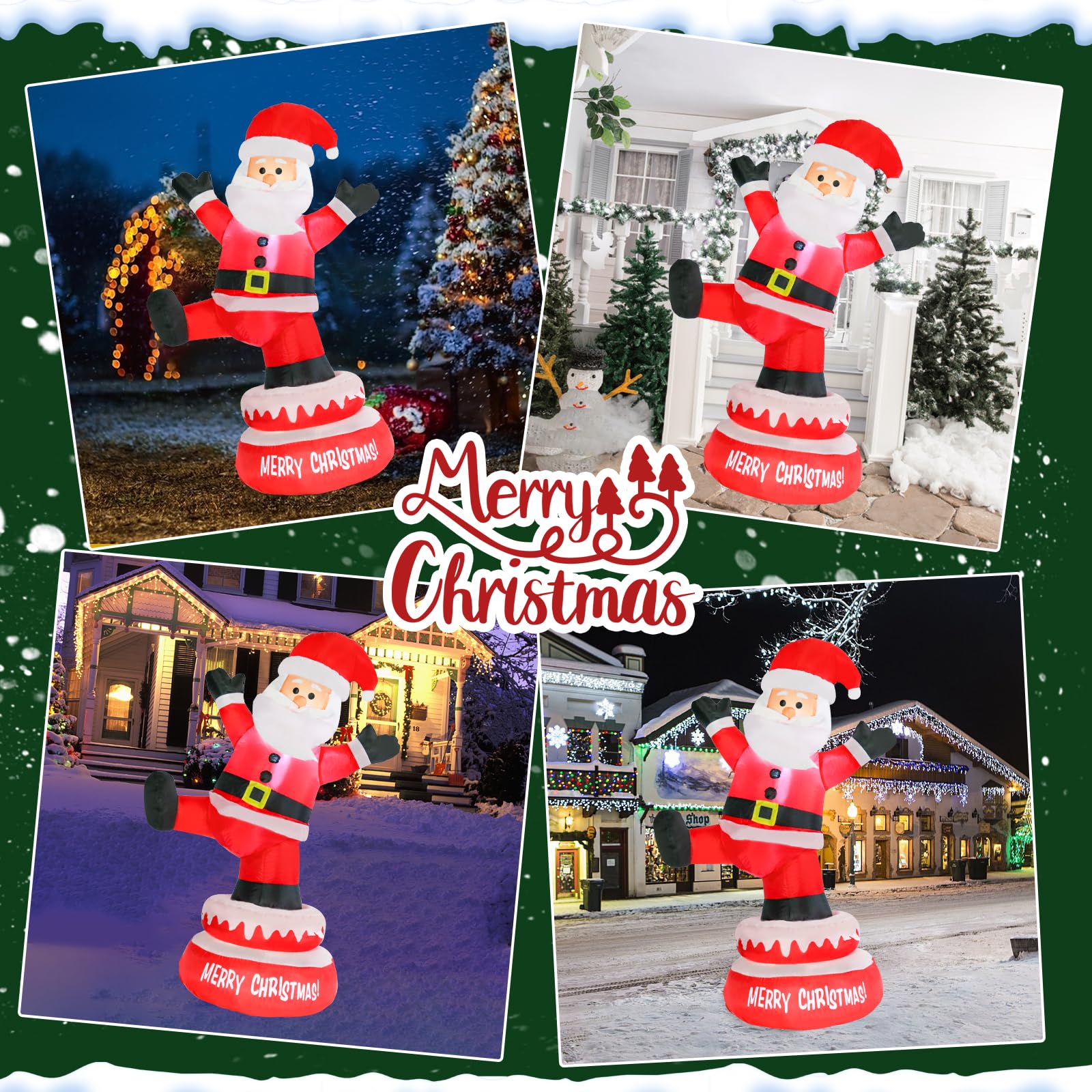 WONDER GARDEN 5FT Rotating Santa Inflatable, Outdoor Santa Claus Decorations, Automatic Rotation Led Lighted Santa Christmas Inf