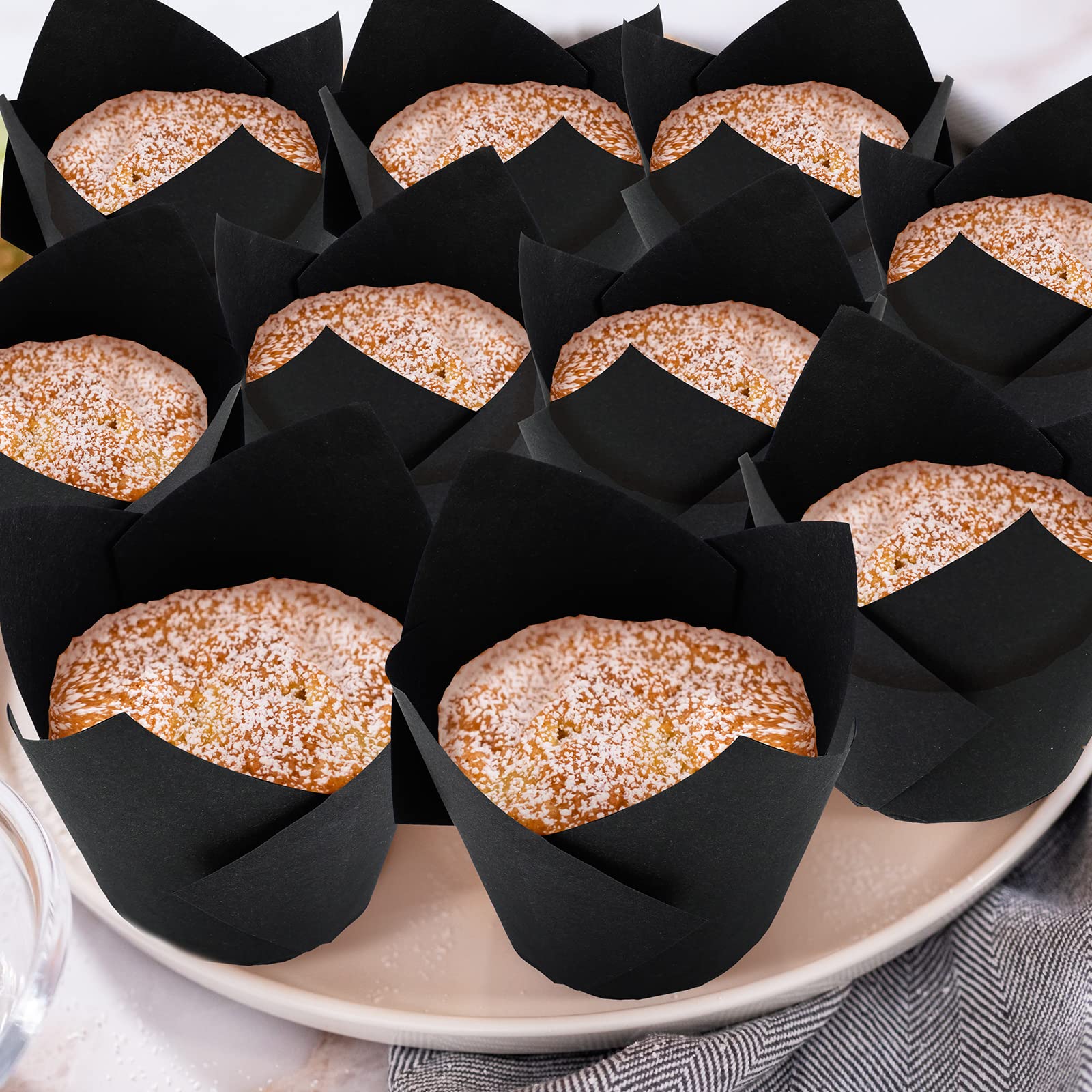 Jutom 200 Pack Tulip Cupcake Liners Paper Baking Cups Greaseproof Muffin Liners Grease Resistant Cupcake Wrappers For Weddings B