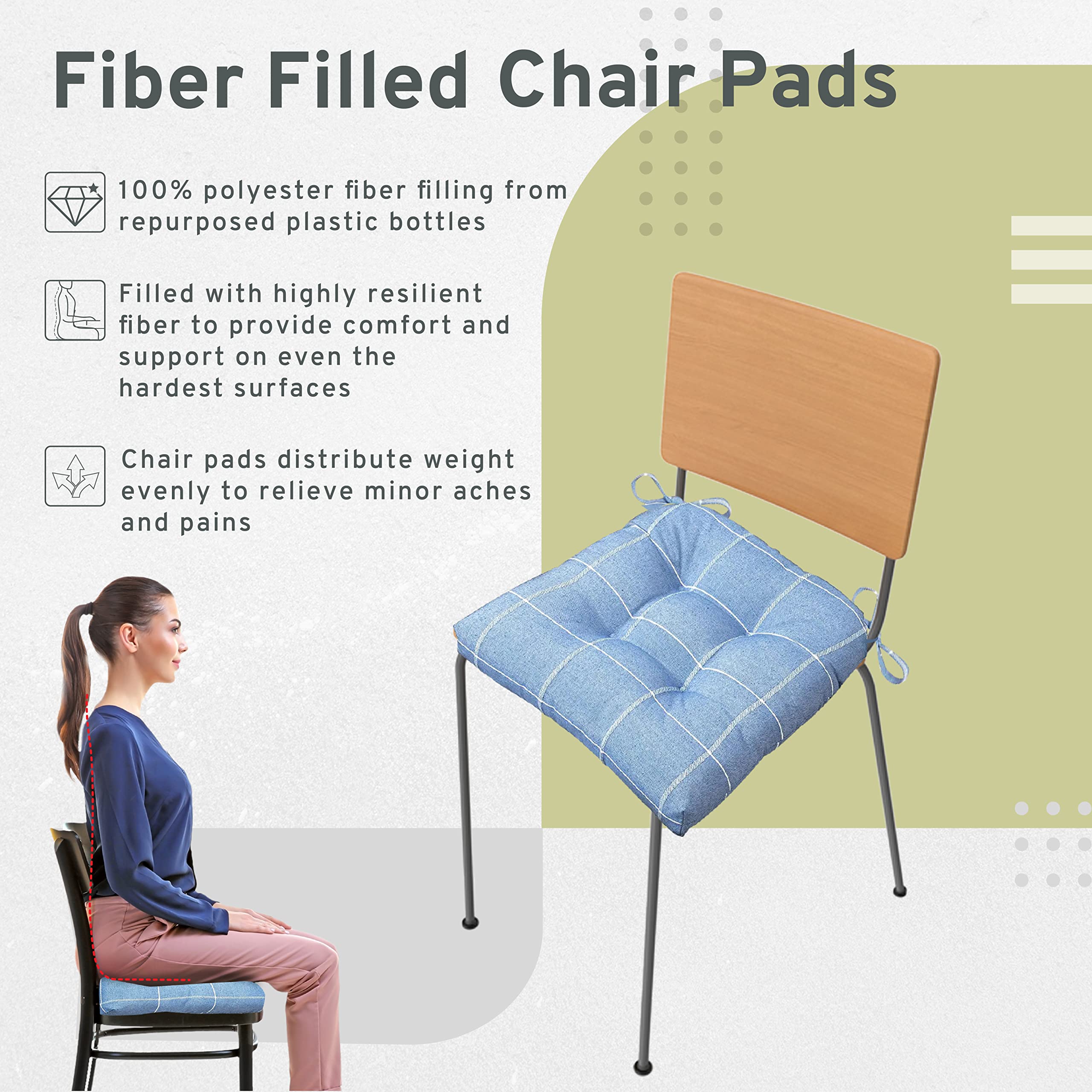 Arlee Highland Set Of 2 Chair Pad, 2 Count (Pack Of 1), Blue