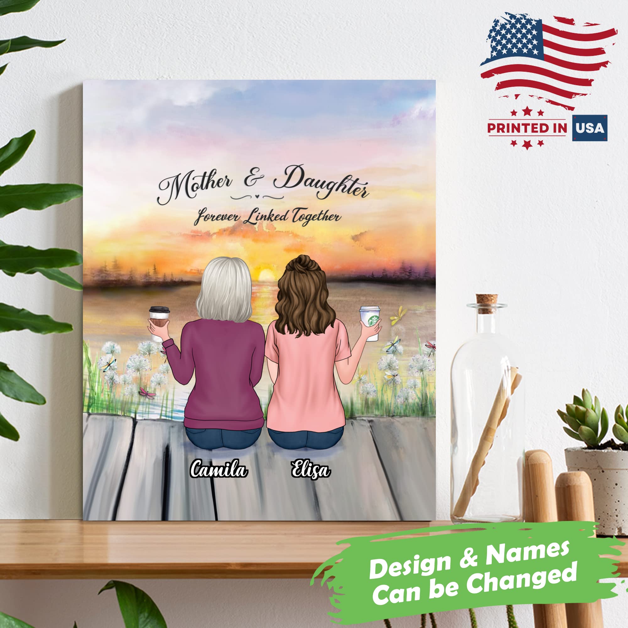 Gossby Custom Mom Wrapepd Canvas - Custom Gift For Mom From Daughter With Design, Name - Mother Daughter Art Gift - Mothers Day,