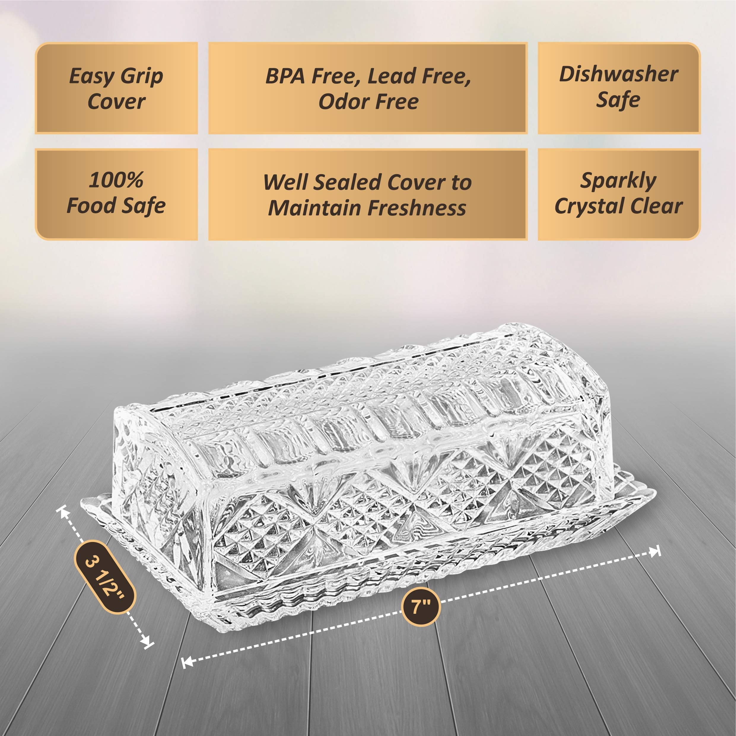 Large Deep Danish Crystal Covered Butter Dish Butter Keeper Well Sealed To Keep Butter Soft Beautiful Decorative Design And Anti