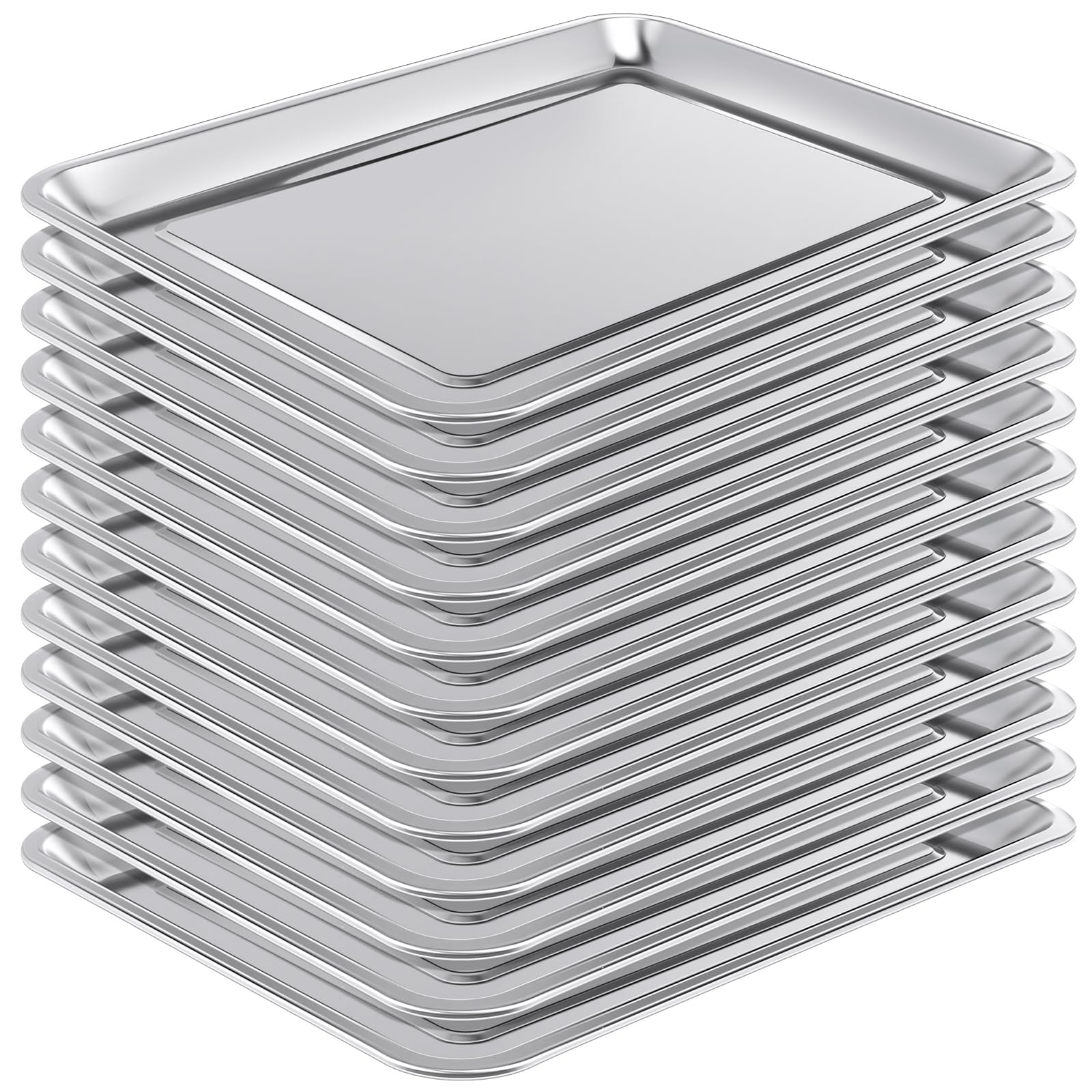 Funnymoom 12 Pack Steel Baking Sheet Pans Rimmed, 18 x 13 x 0.8 Inch