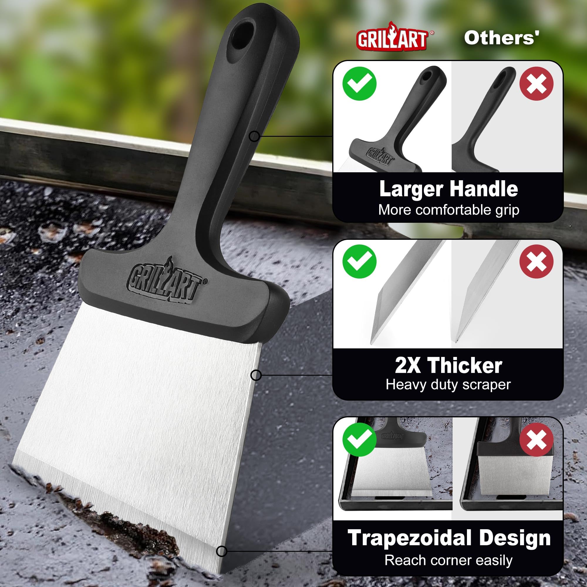 Grillart Griddle Cleaning Kit For Blackstone, Flat Top Grill Cleaning Kit With Grill Stone, Griddle Scraper, Scouring Pad And Ha