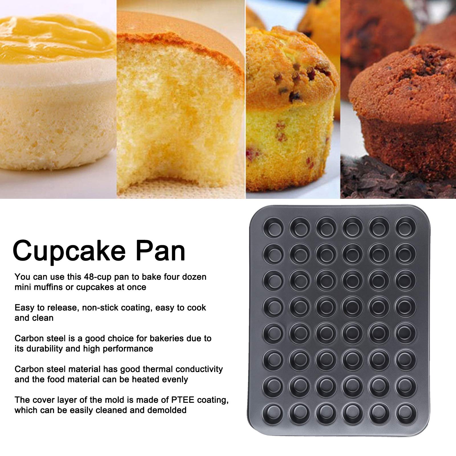 Fdit Bakeware Cupcake And Muffin Pan 48Cup Nonstick Mini Round Cupcake Pan Tray Baking Bakeware Cooking Accessory Make Complete