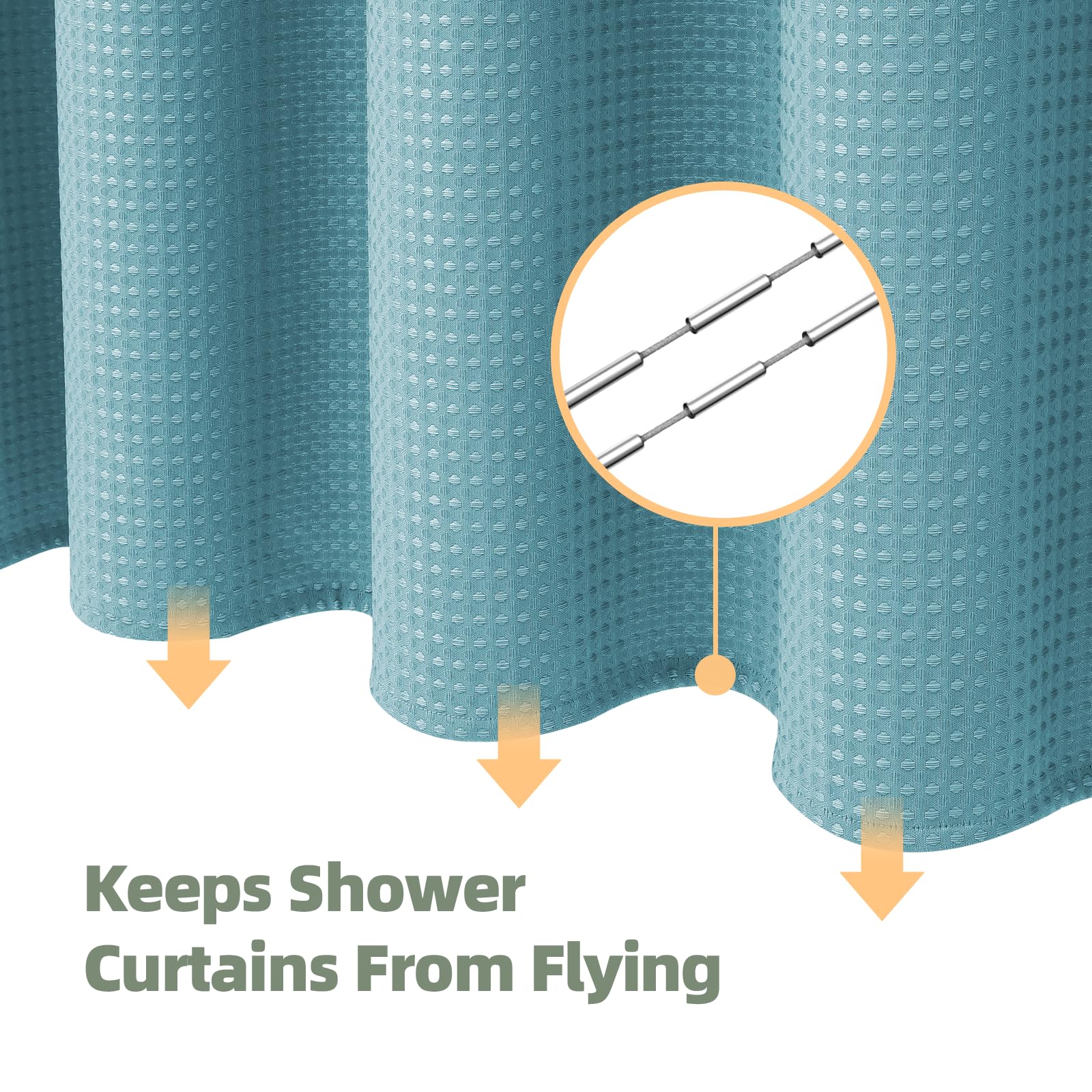 Lacyan 3 In 1 Waterproof Waffle Weave Shower Curtain And Clear Liner Set With 12 Stainless Steel Hooks Double Sided For Bathroom